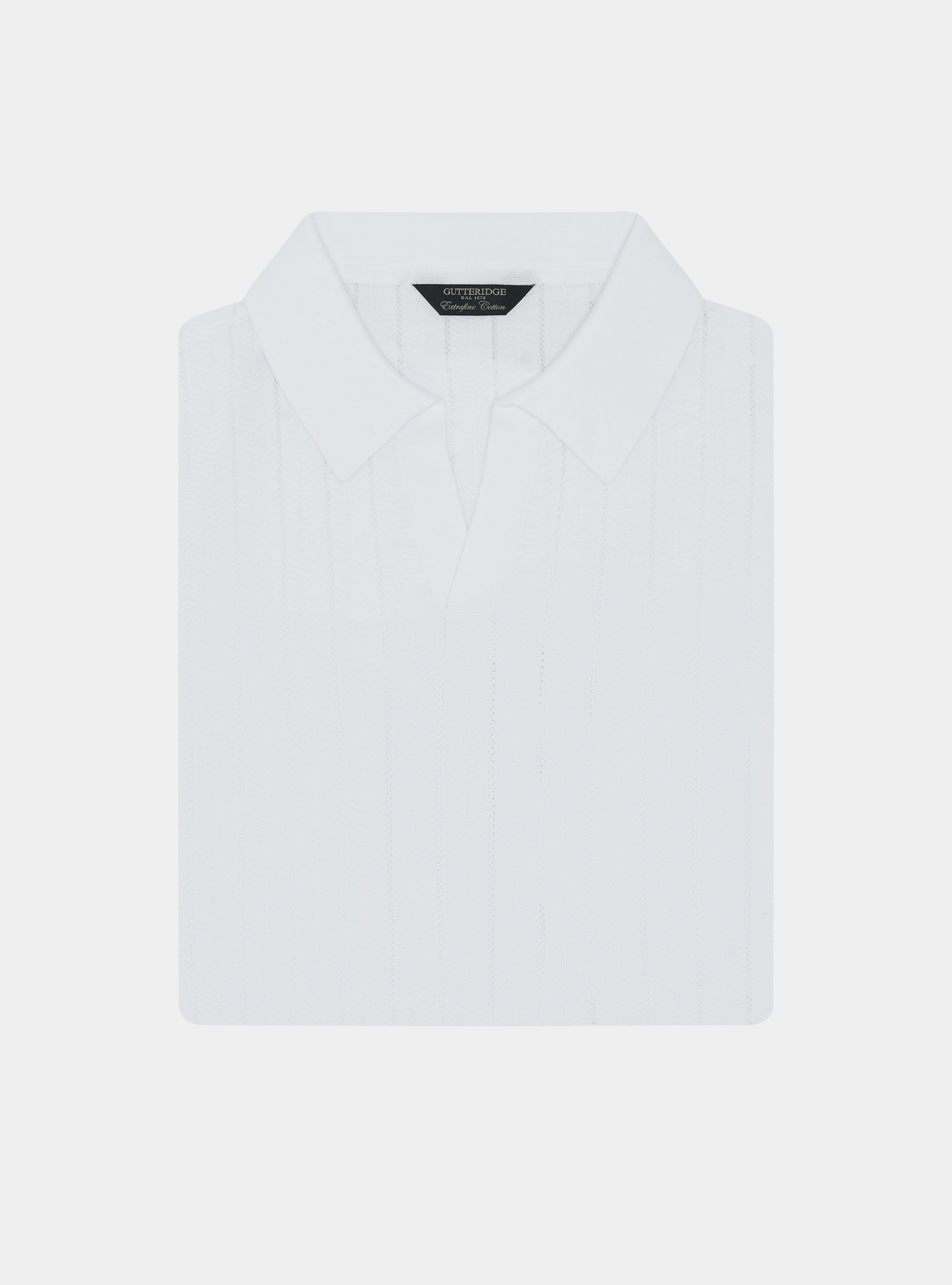 Perforated polo shirt in herringbone cotton, WHITE