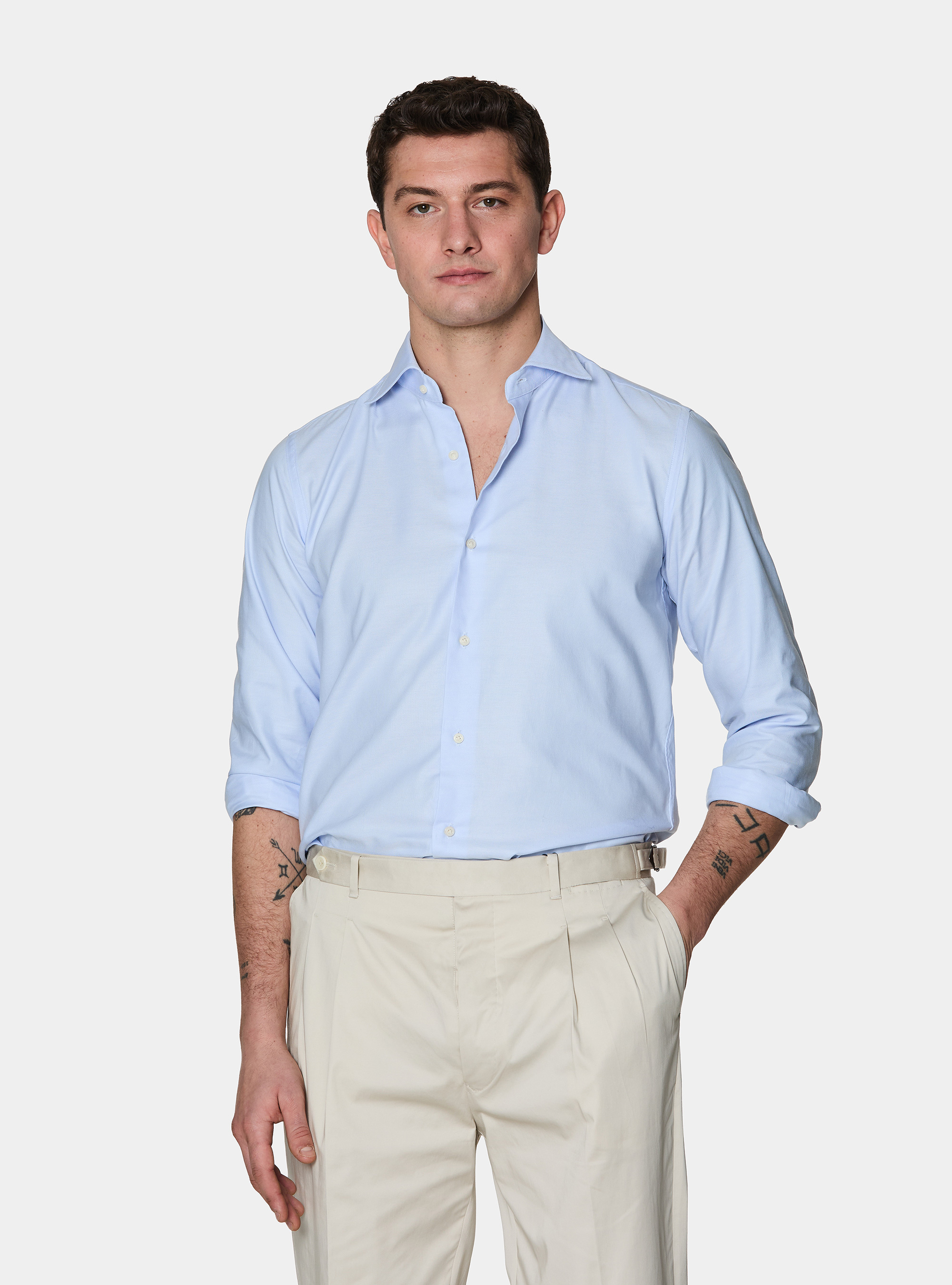 Camicia in cotone oxford, AZZURRO 0290C