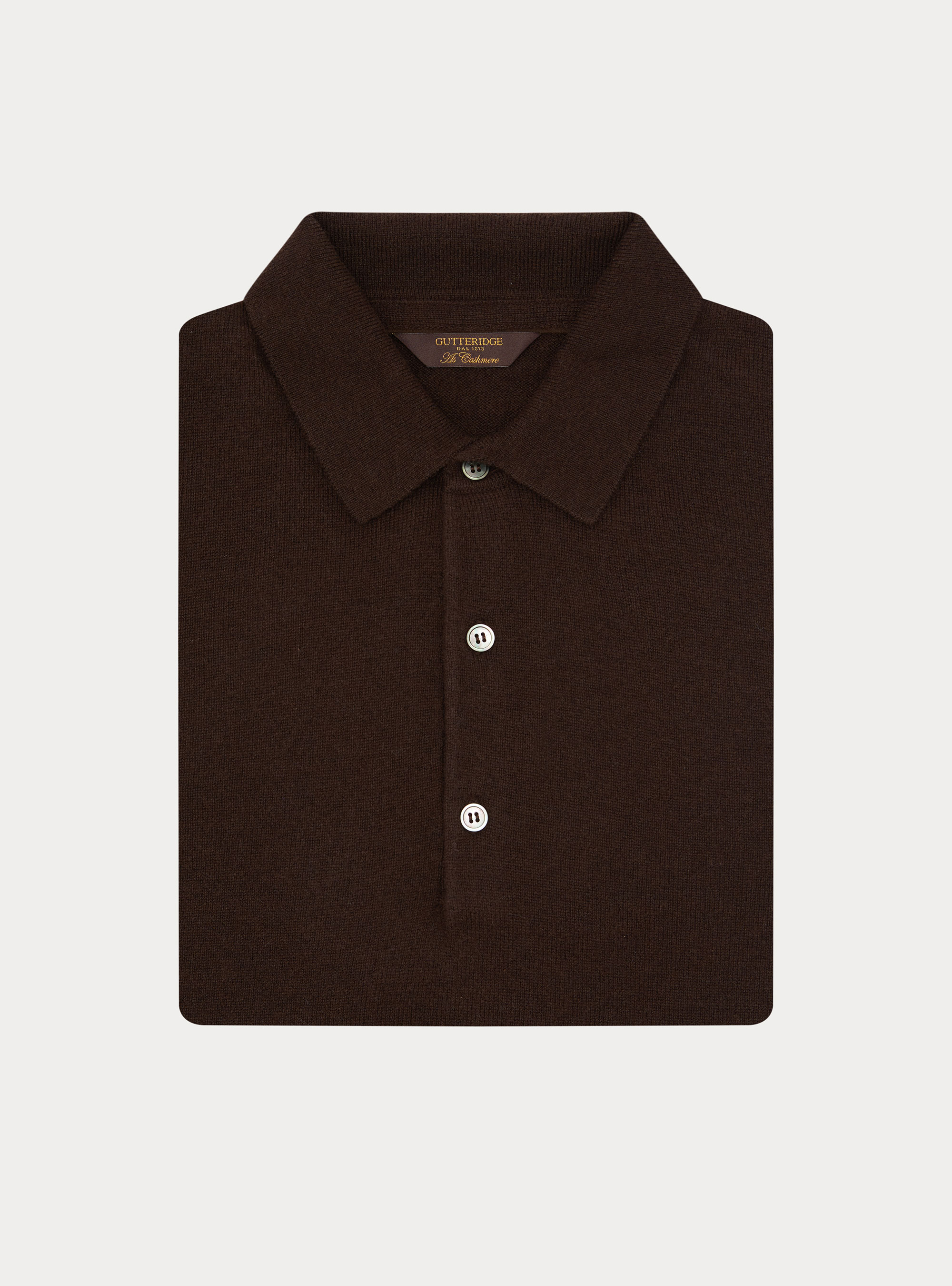 Wool and cashmere knitted polo, BROWN