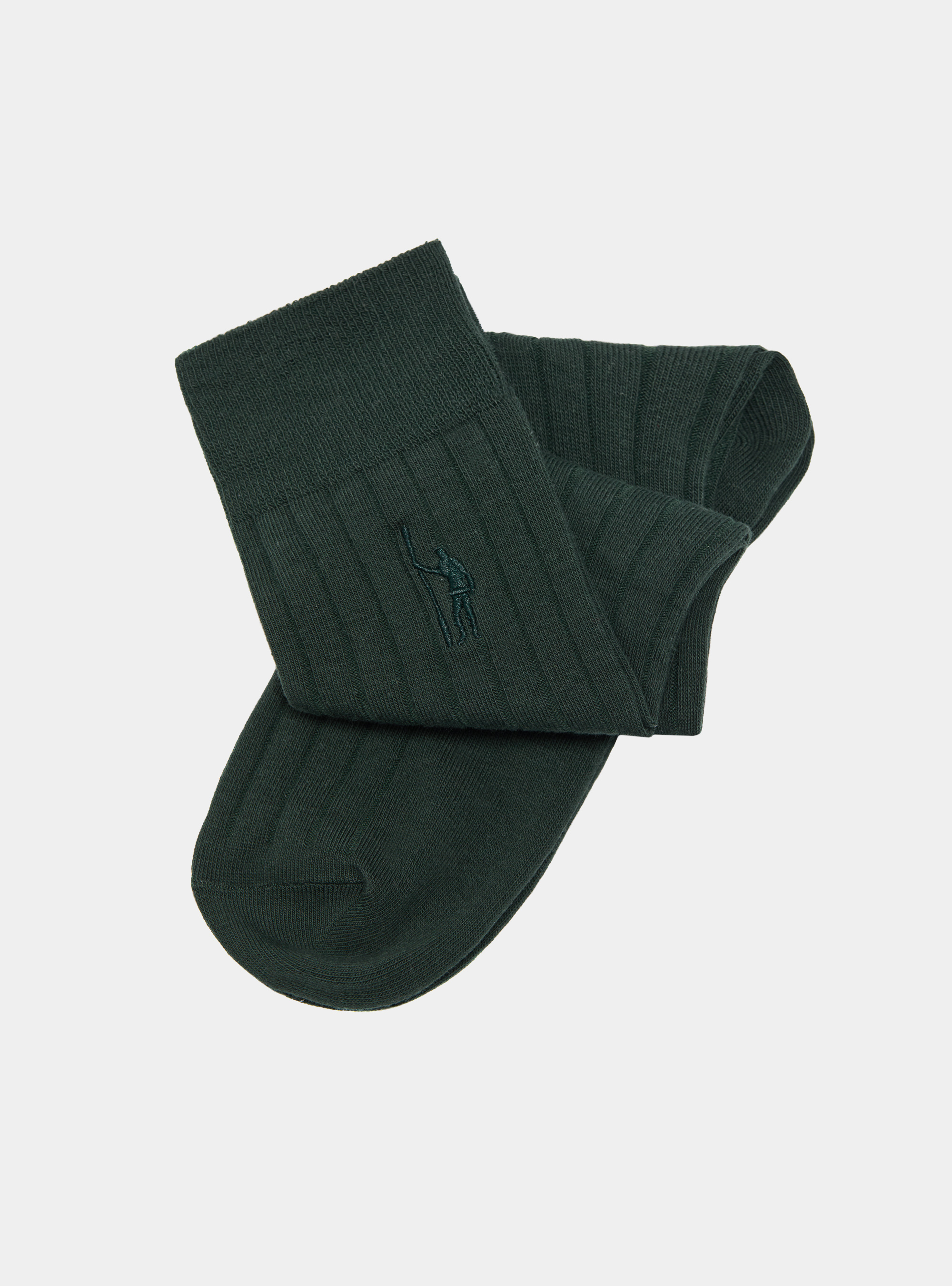 Ribbed embroidered socks, GREEN