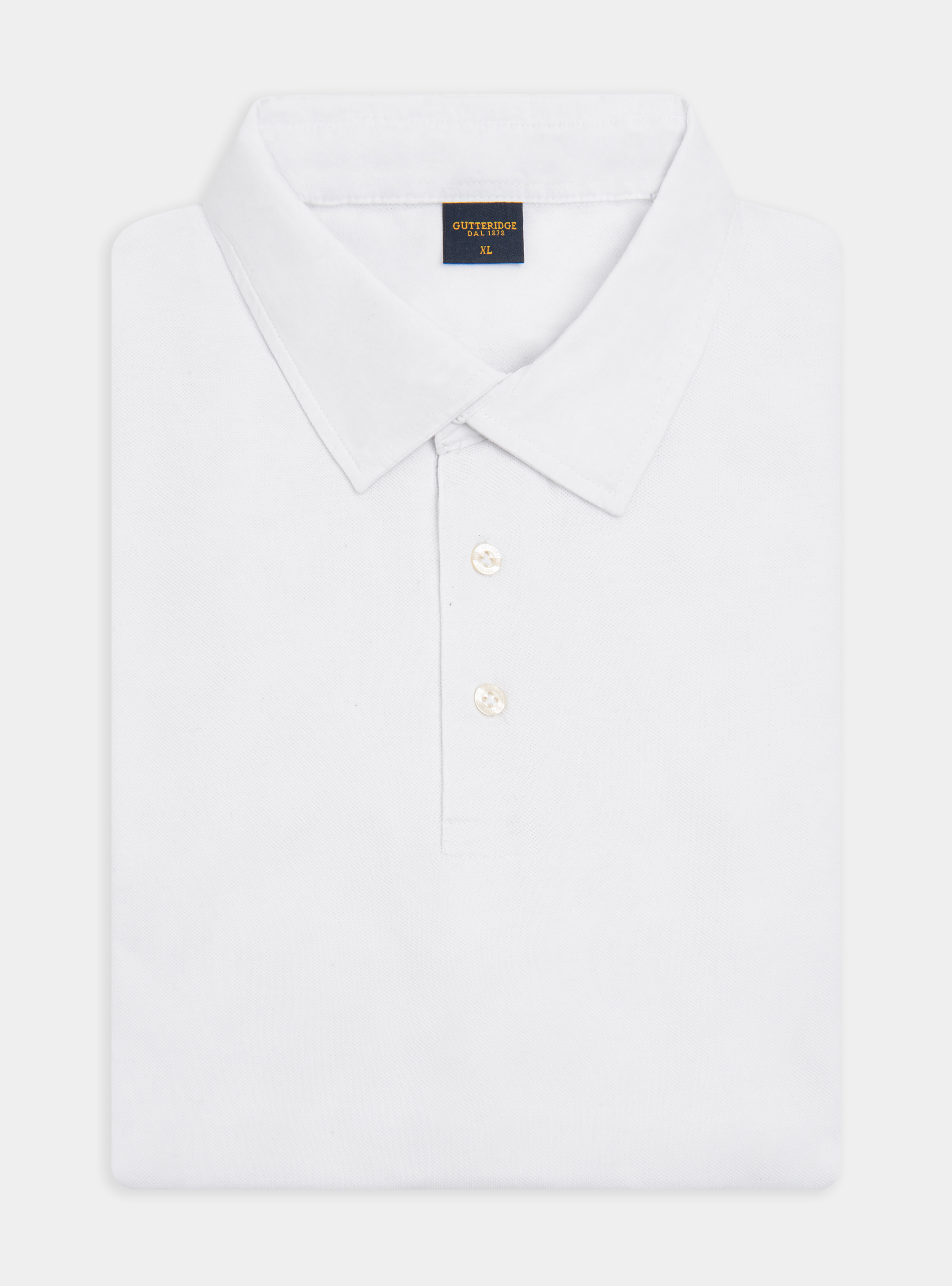 Polo in piquet con collo camicia, BIANCO