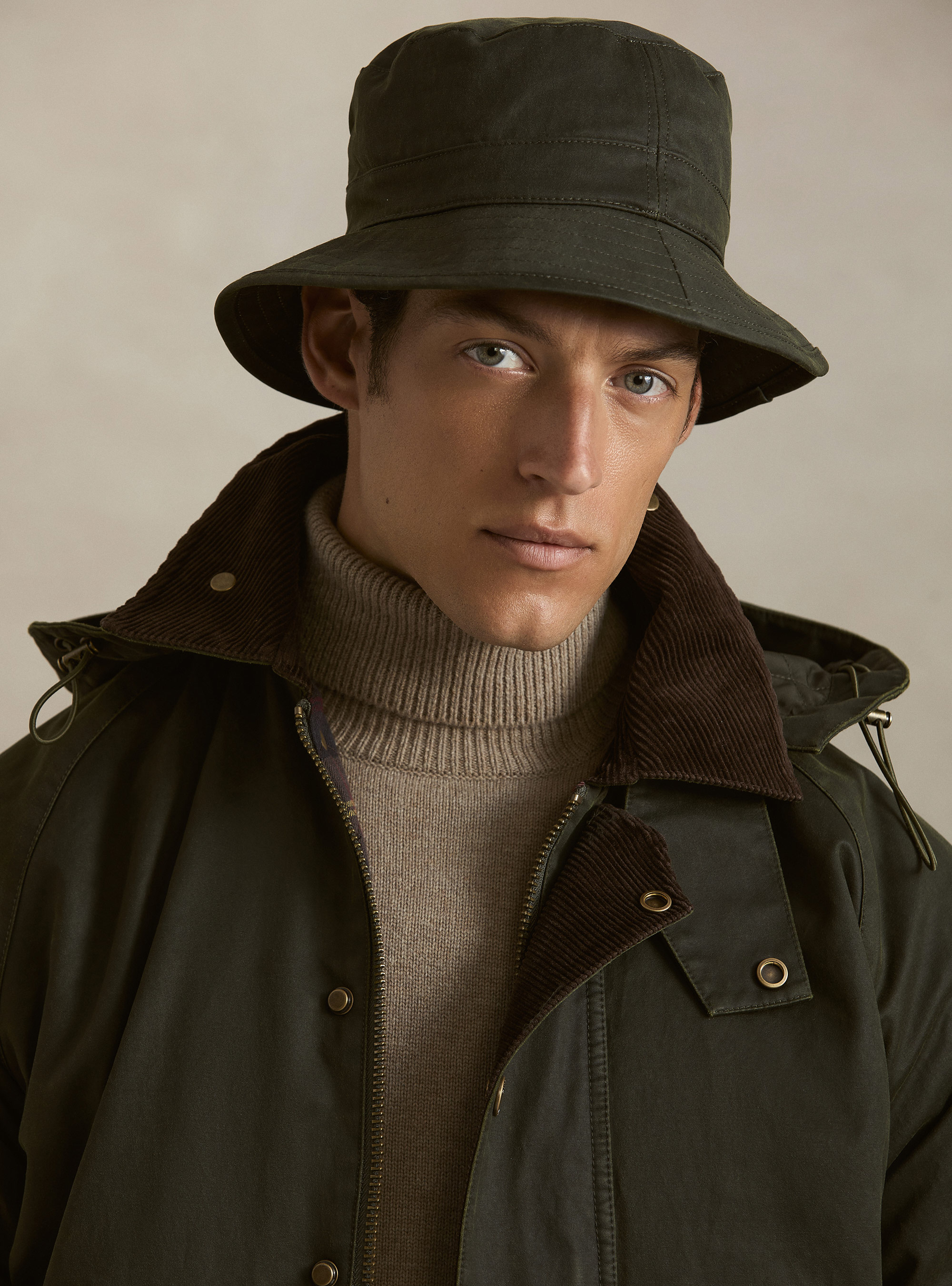 Chaqueta encerada en mezcla de algod&oacute;n, VERDE