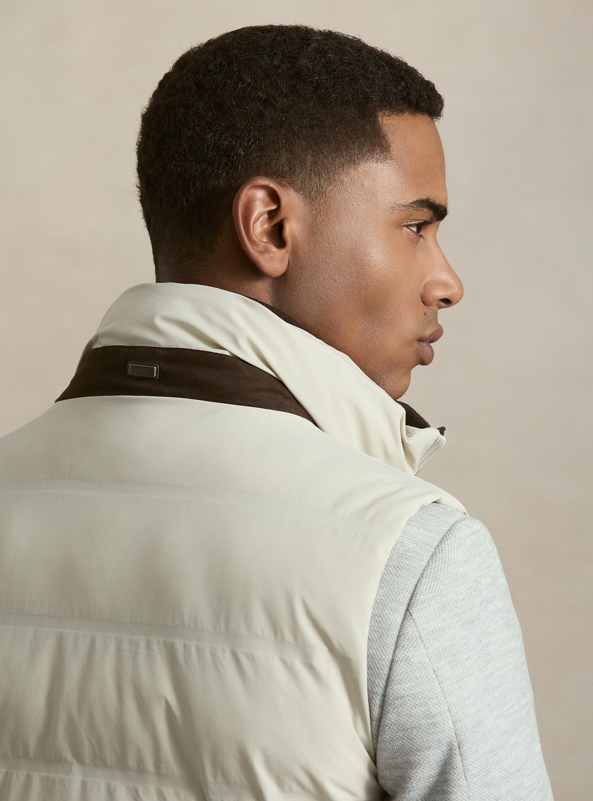 Quilted performance technical vest, ECRU