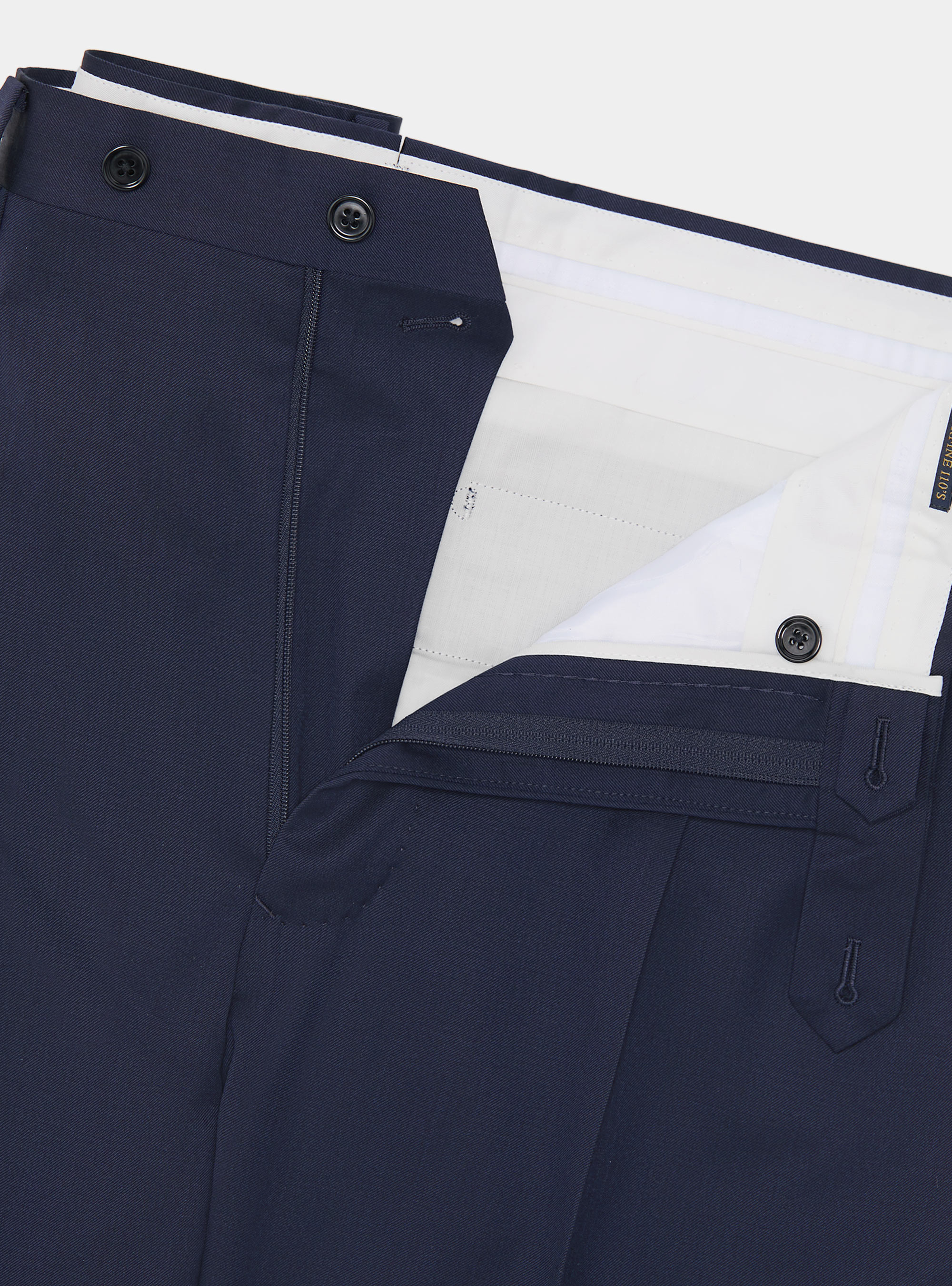 Trousers with pleats for double-breasted suit in superfine 110's Reda wool, NAVY BLUE