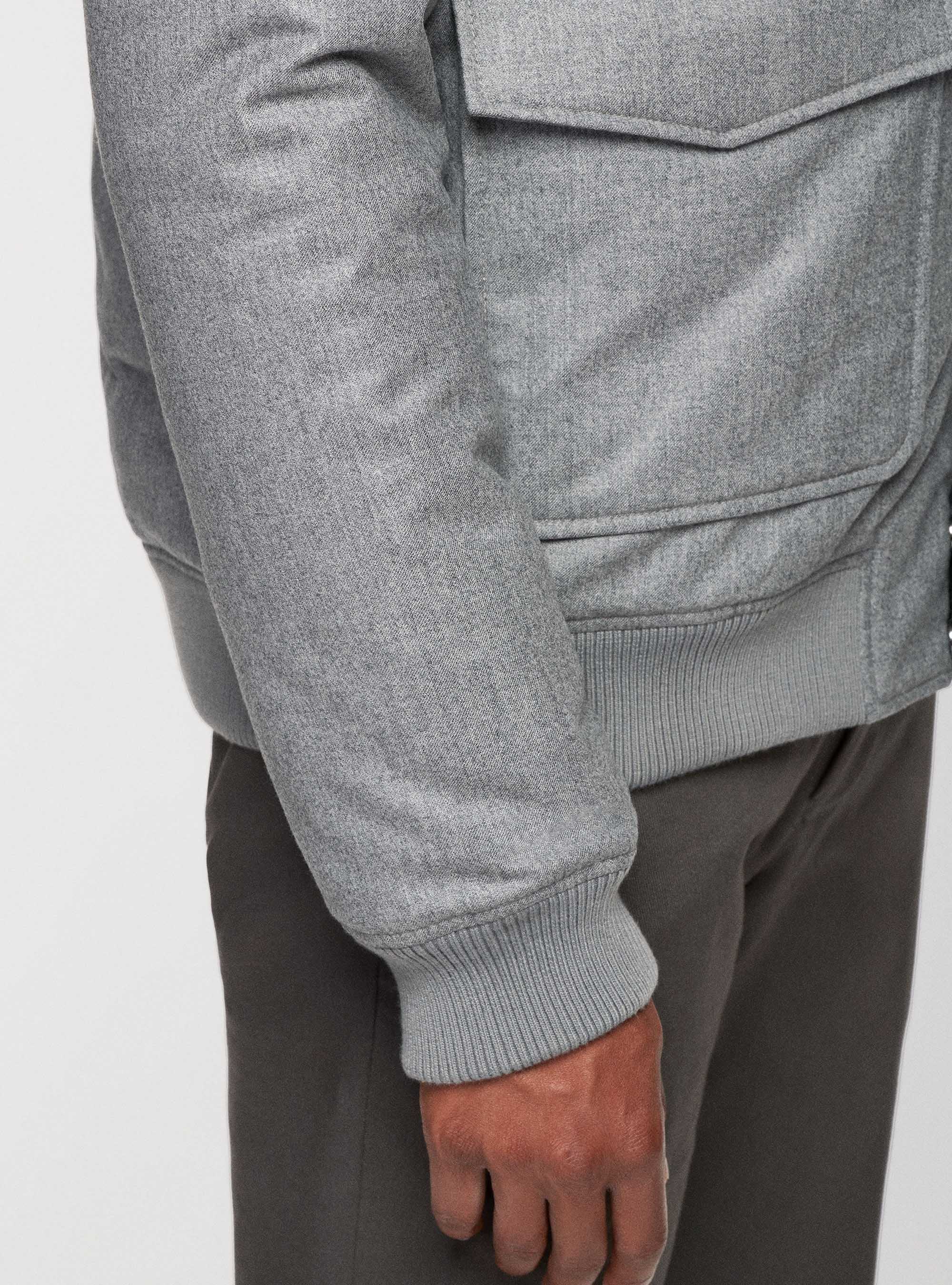 Flannel bomber jacket, LIGHT GREY MELANGE