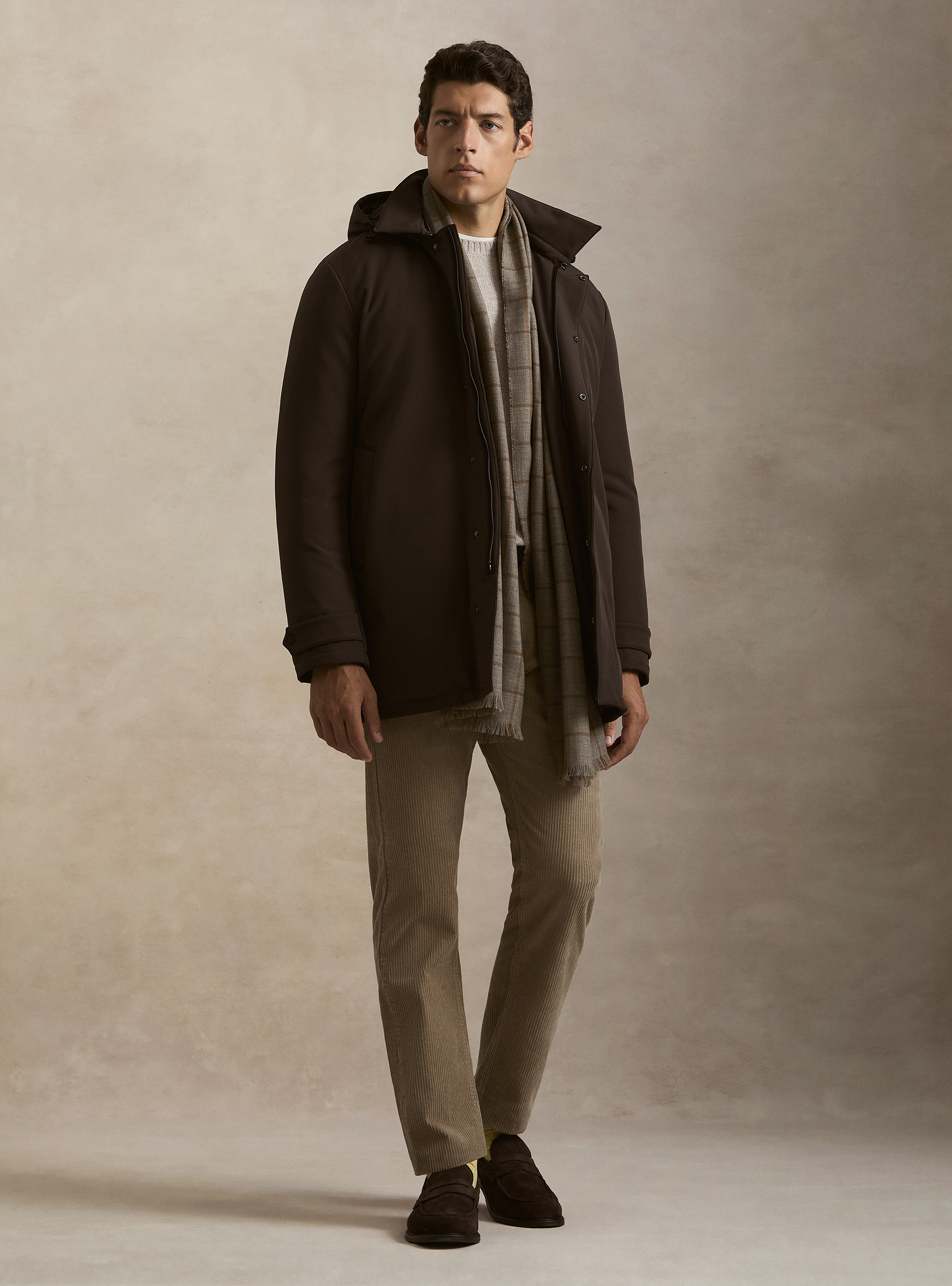 Parka tecnico con cappuccio, MARRONE 0508C