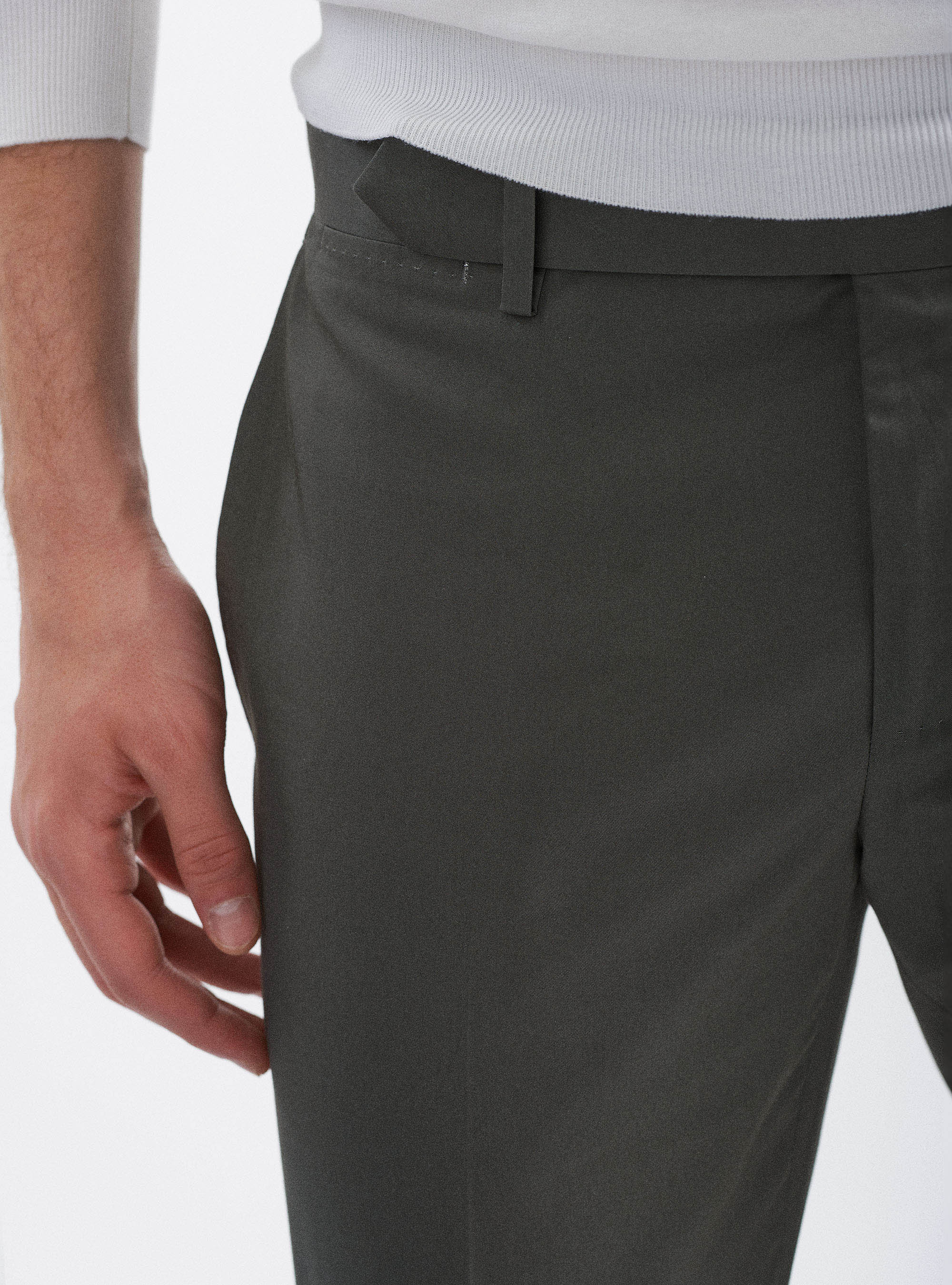 Pantalones de traje de puro algod&oacute;n, VERDE