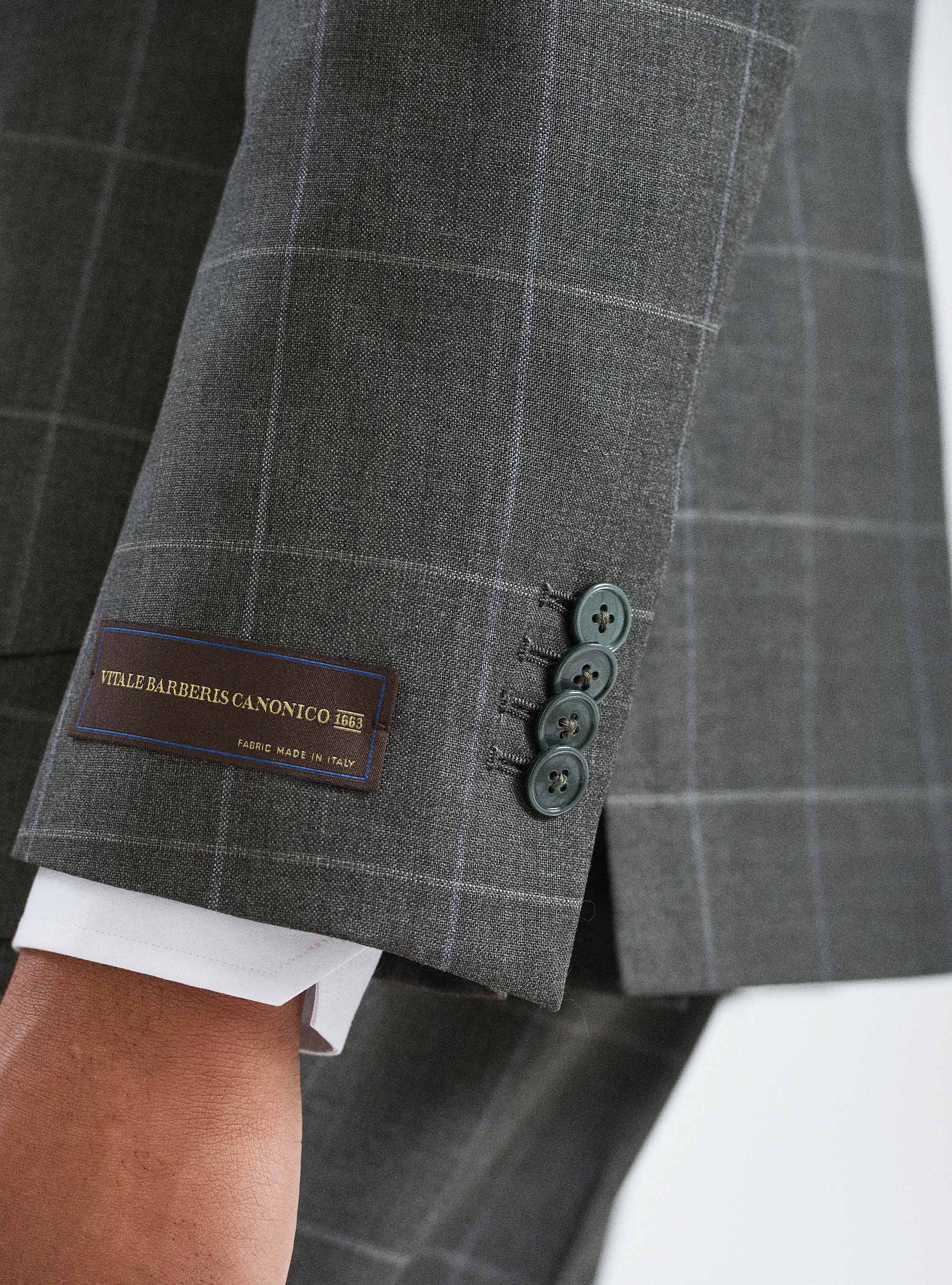 Americana de traje a cuadros en tejido de pura lana Vitale Barberis Canonico, VERDE