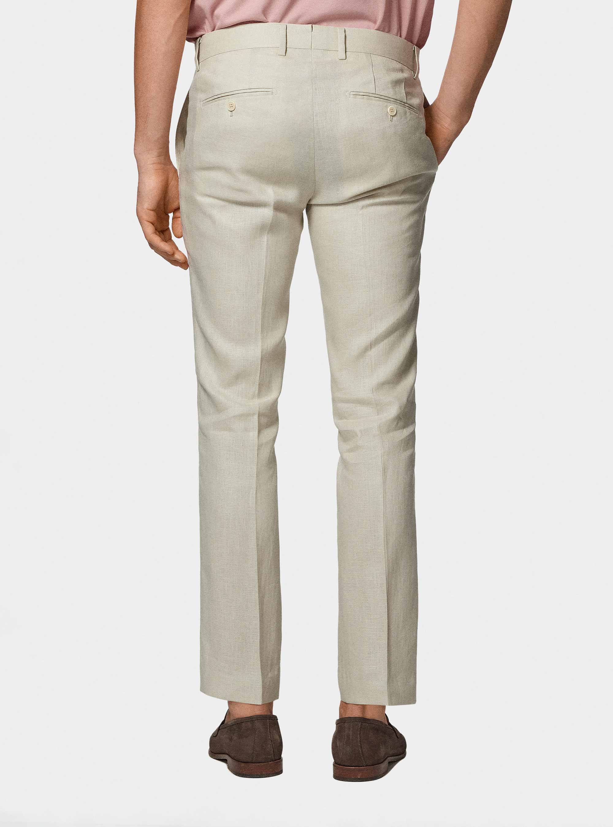 Pure linen suit trousers, ECRU