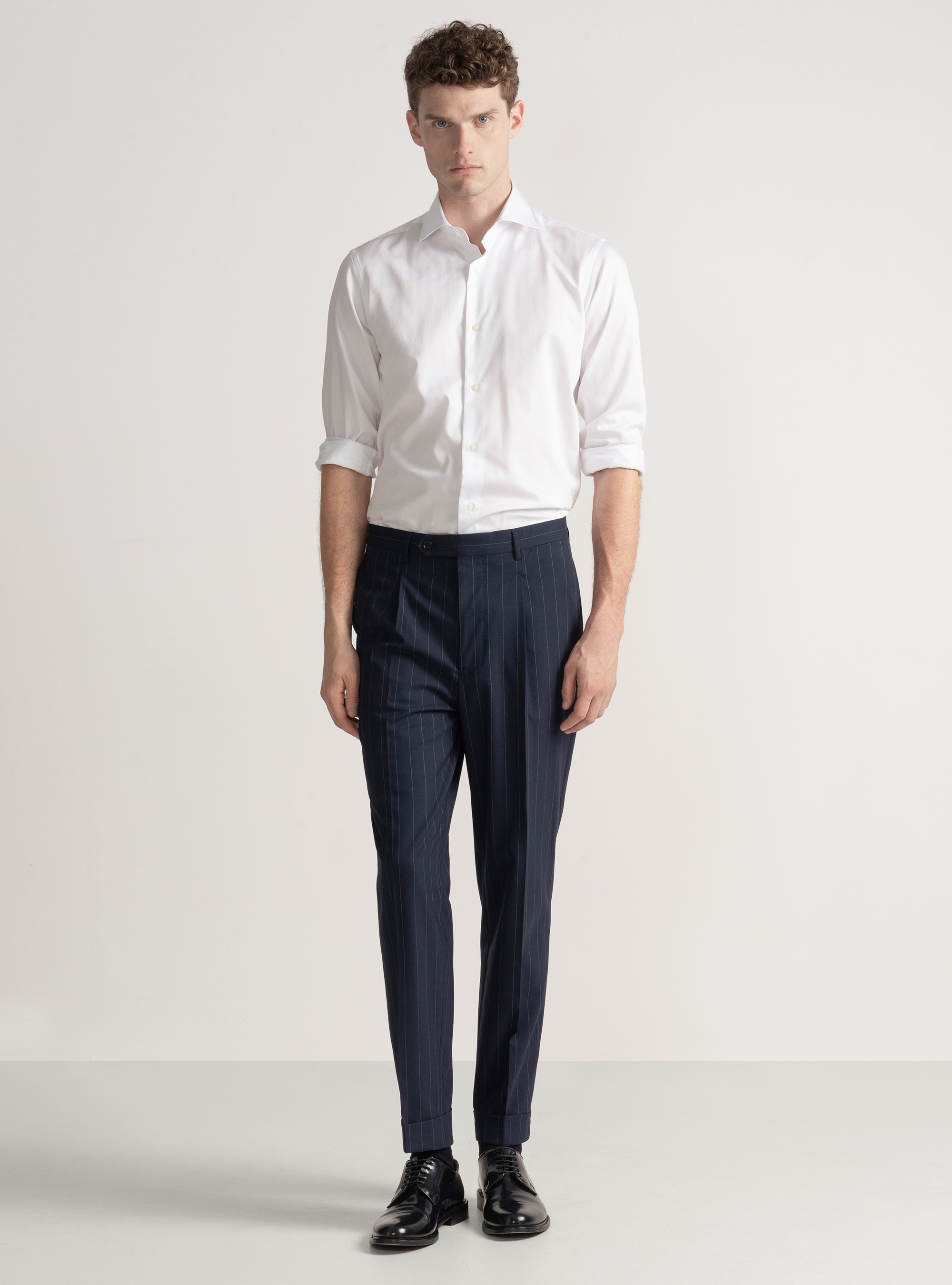Pinstripe suit trousers, NAVY BLUE