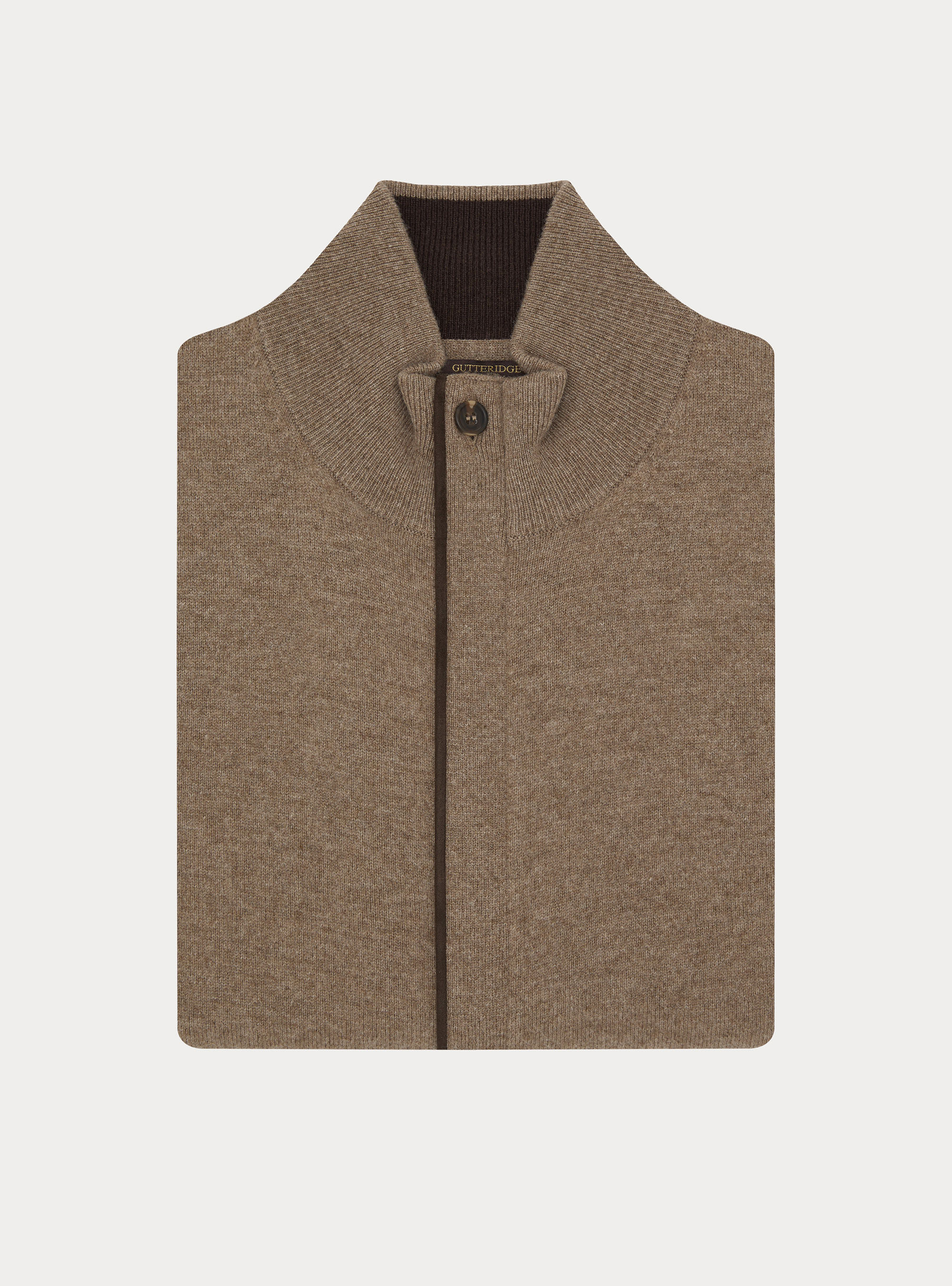Chaqueta de punto con cremallera de lana lambswool y cachemira, BARRO