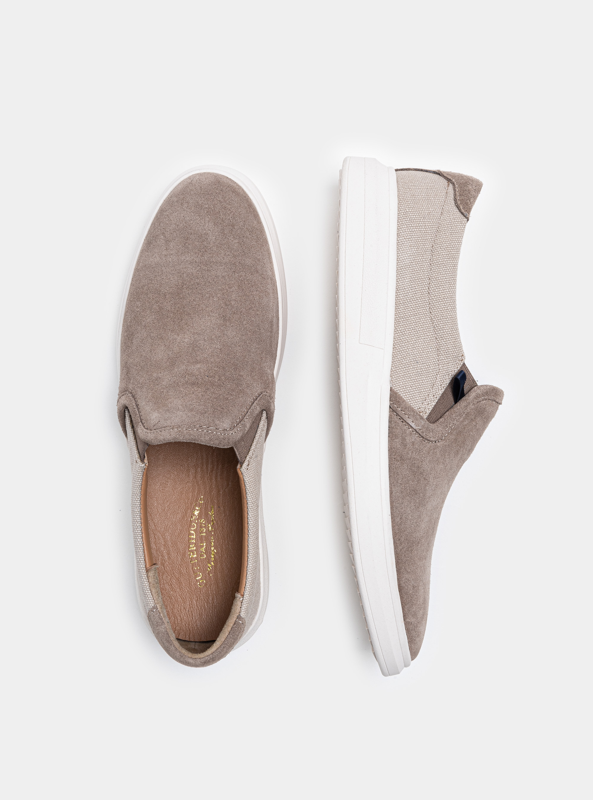 Slip-on in canvas e suede, FANGO
