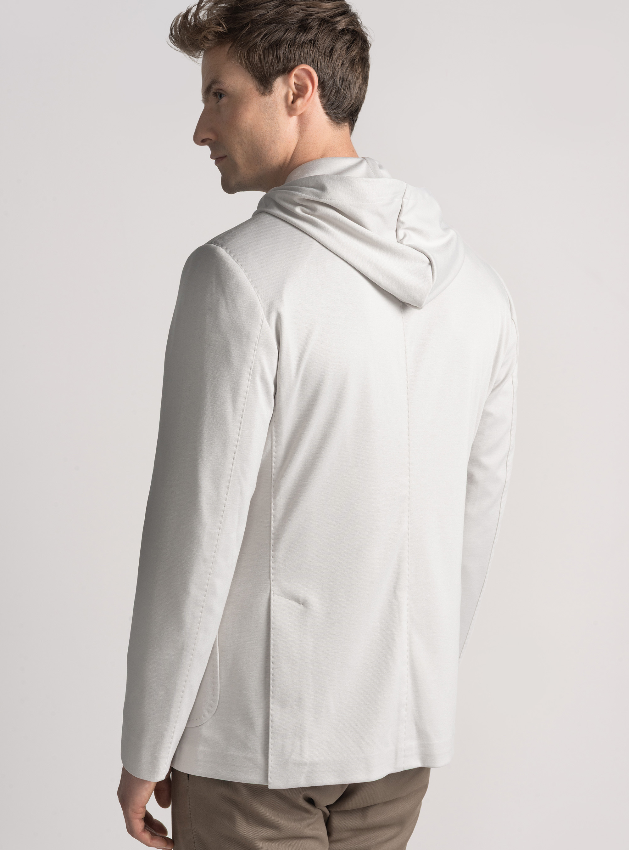 Giacca jersey con cappuccio removibile, PERLA 0178C