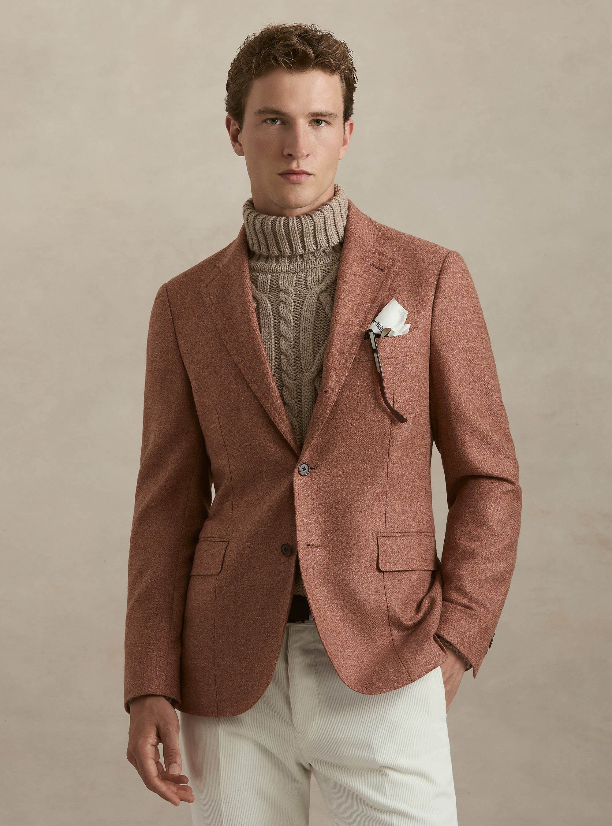 Wool and Cashmere Blazer Lanificio di Pray, 0441C ROSA SCURO
