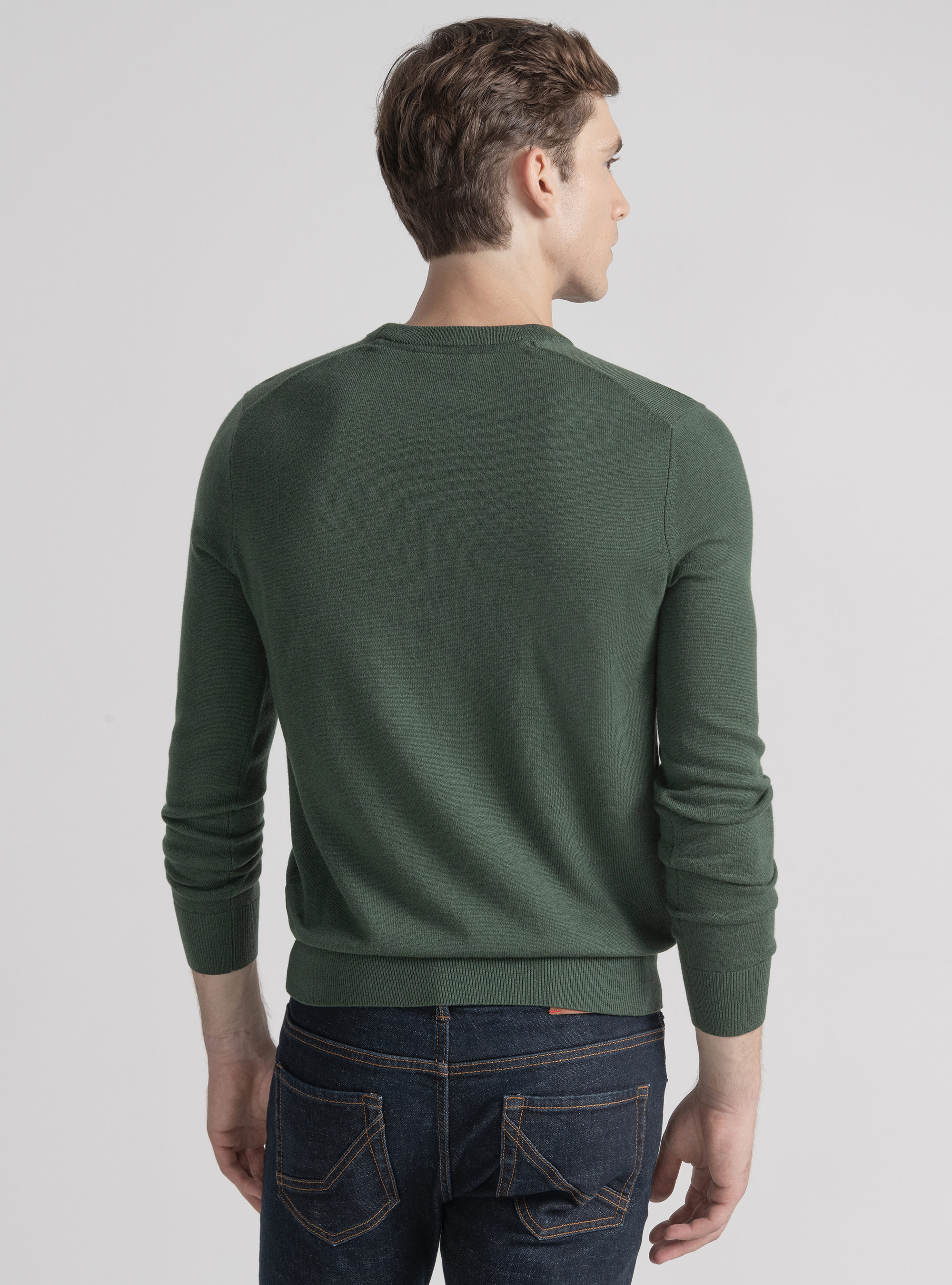Crew-neck sweater in wool blend, MILITARE 0609C