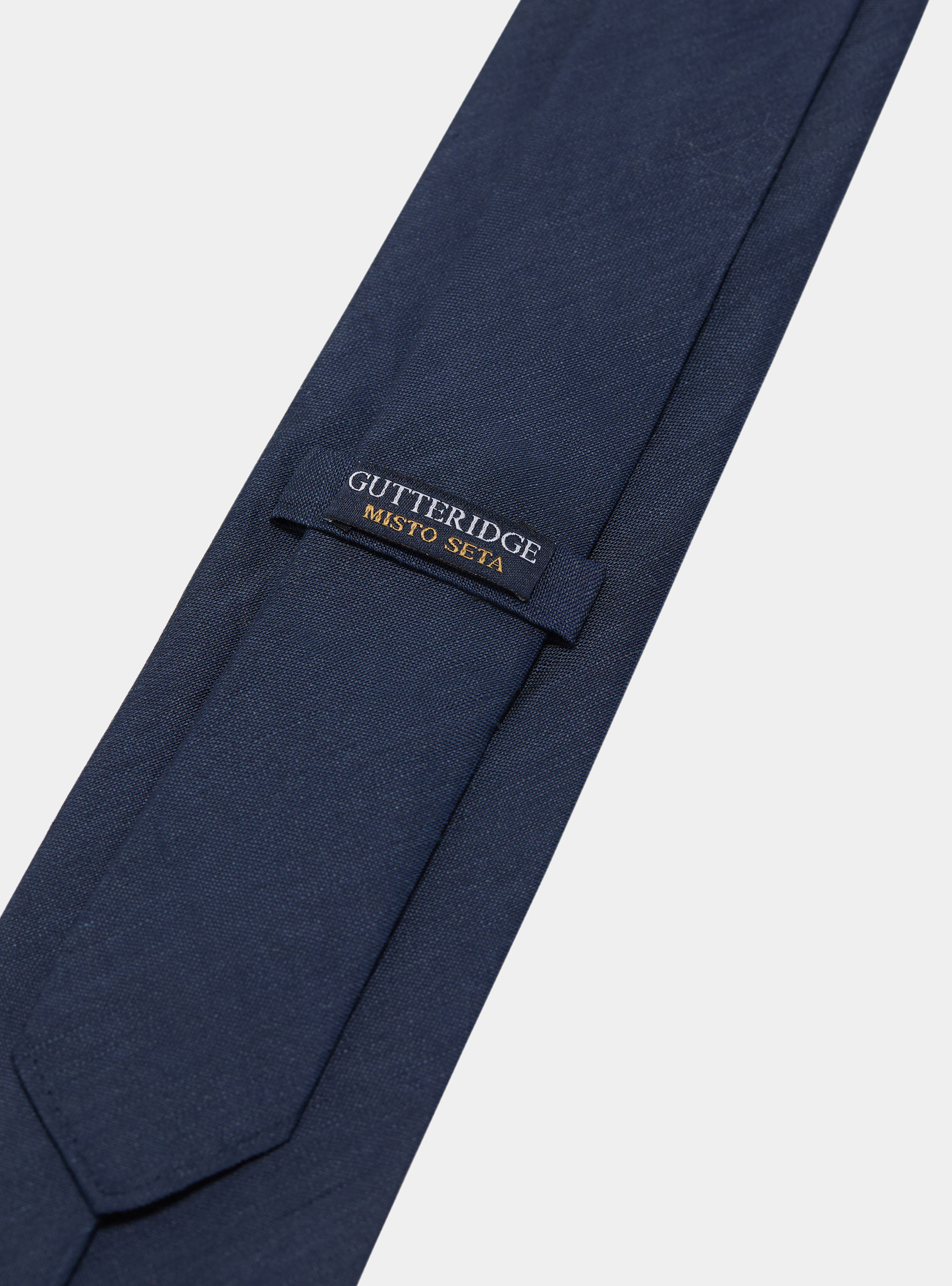 Silk and linen tie, NAVY BLUE