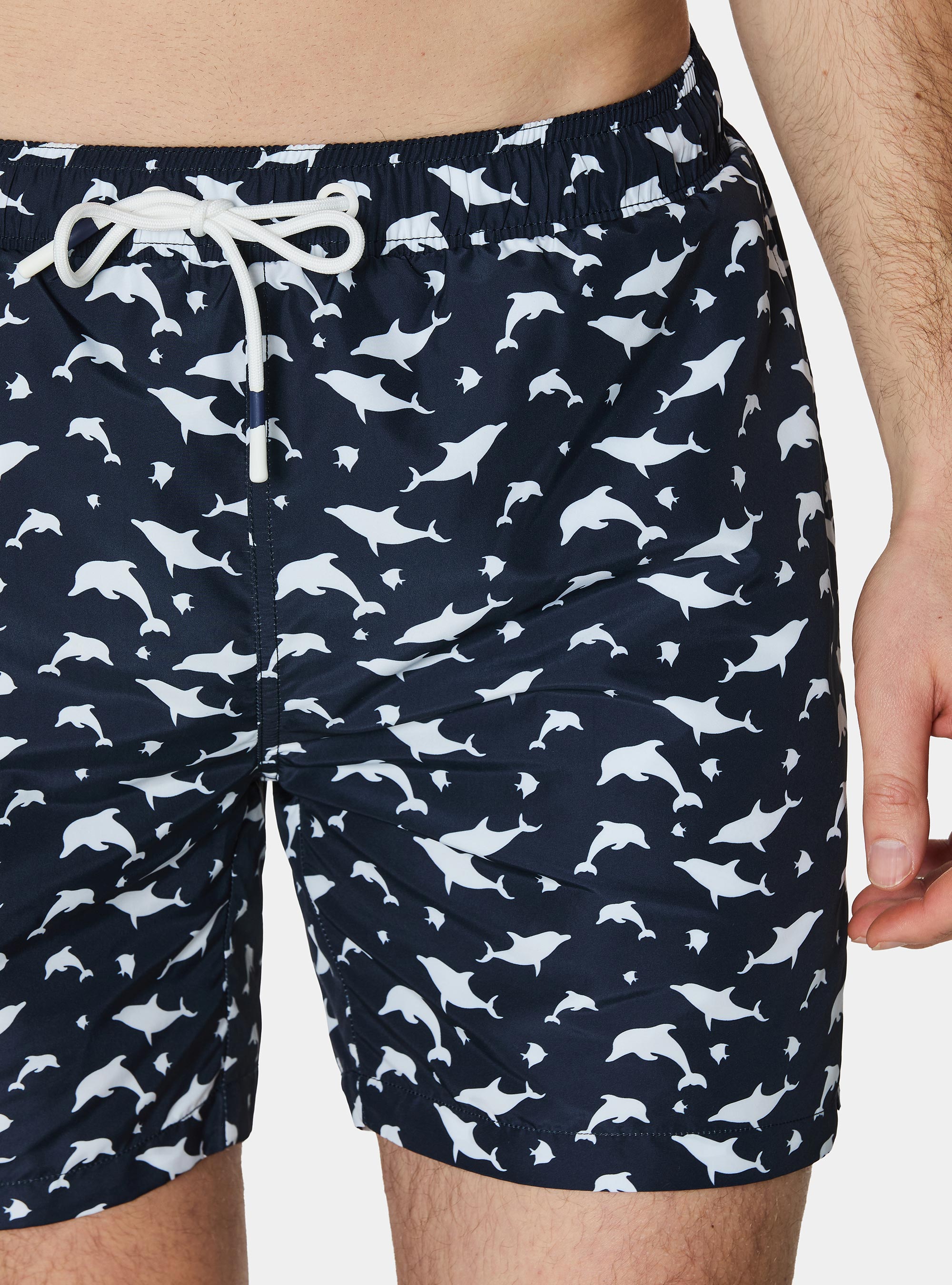 Fish print swimwear, NAVY BLUE