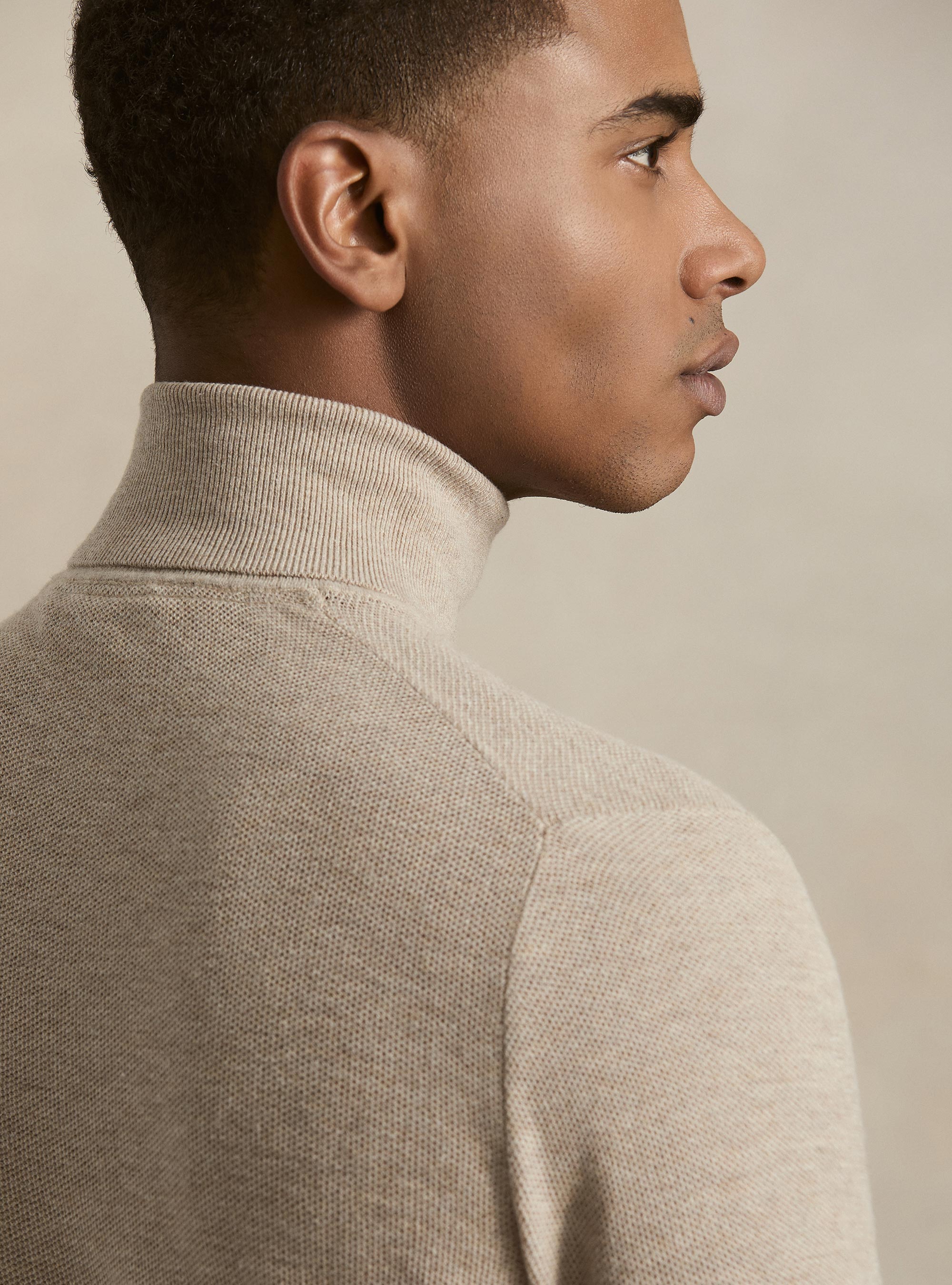 Waffelstrick-Rollkragenpullover, ECRU 0560C