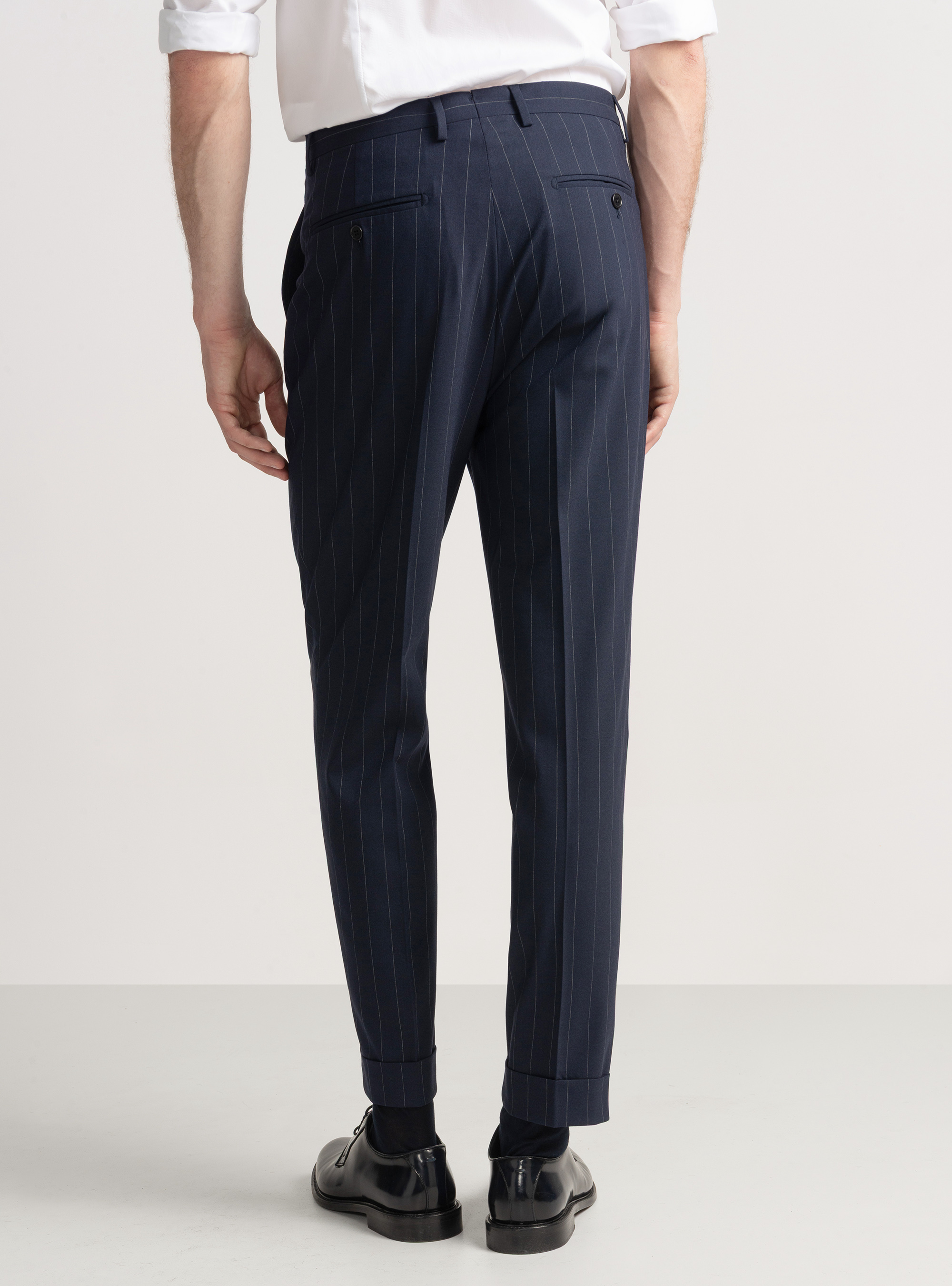 Pinstripe suit trousers, NAVY BLUE