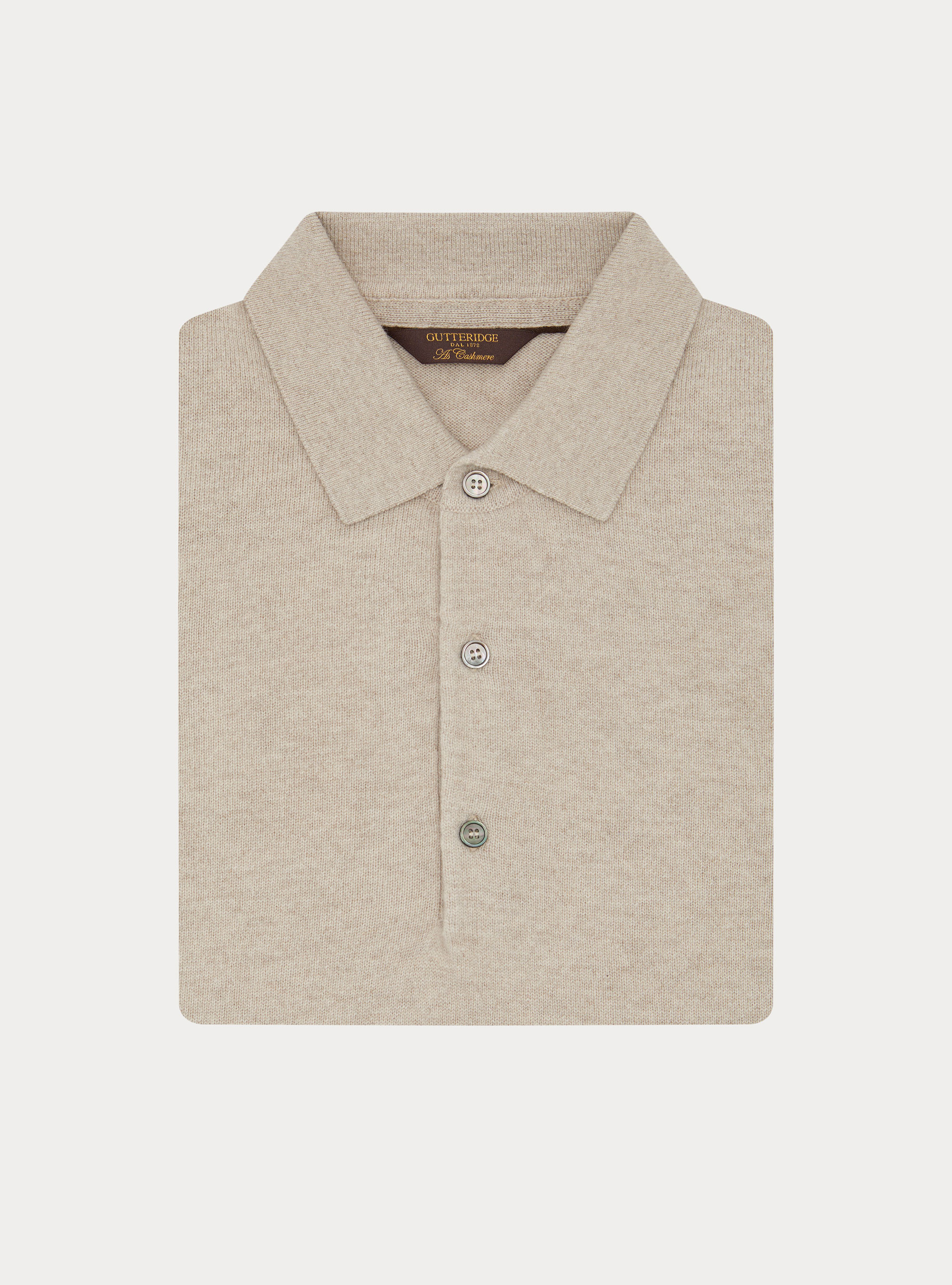 Wool and cashmere knitted polo, ECRU