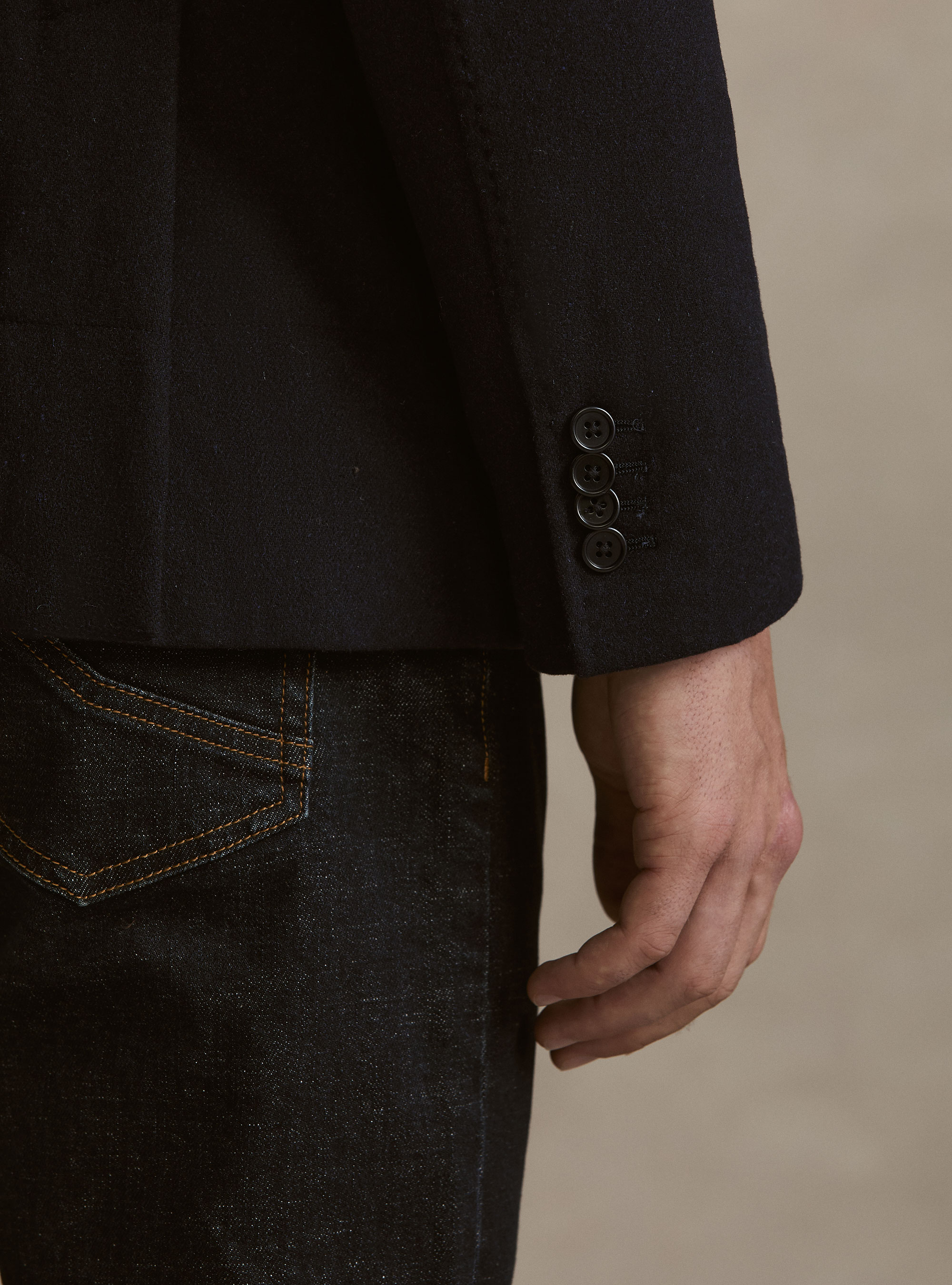 Giacca imbottita in flanella misto lana con pettorina, NAVY