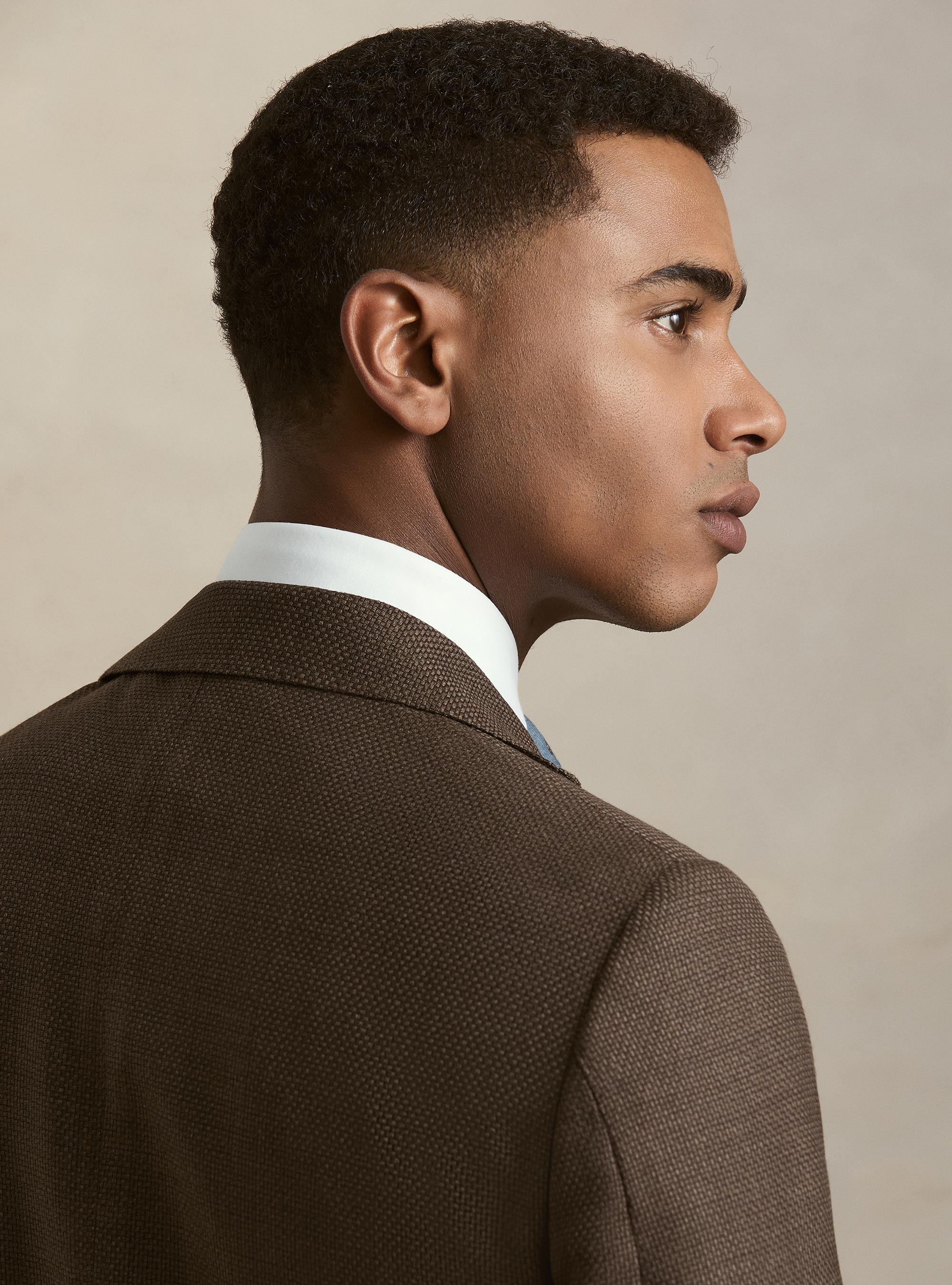 Wool Hopsack Blazer, BROWN