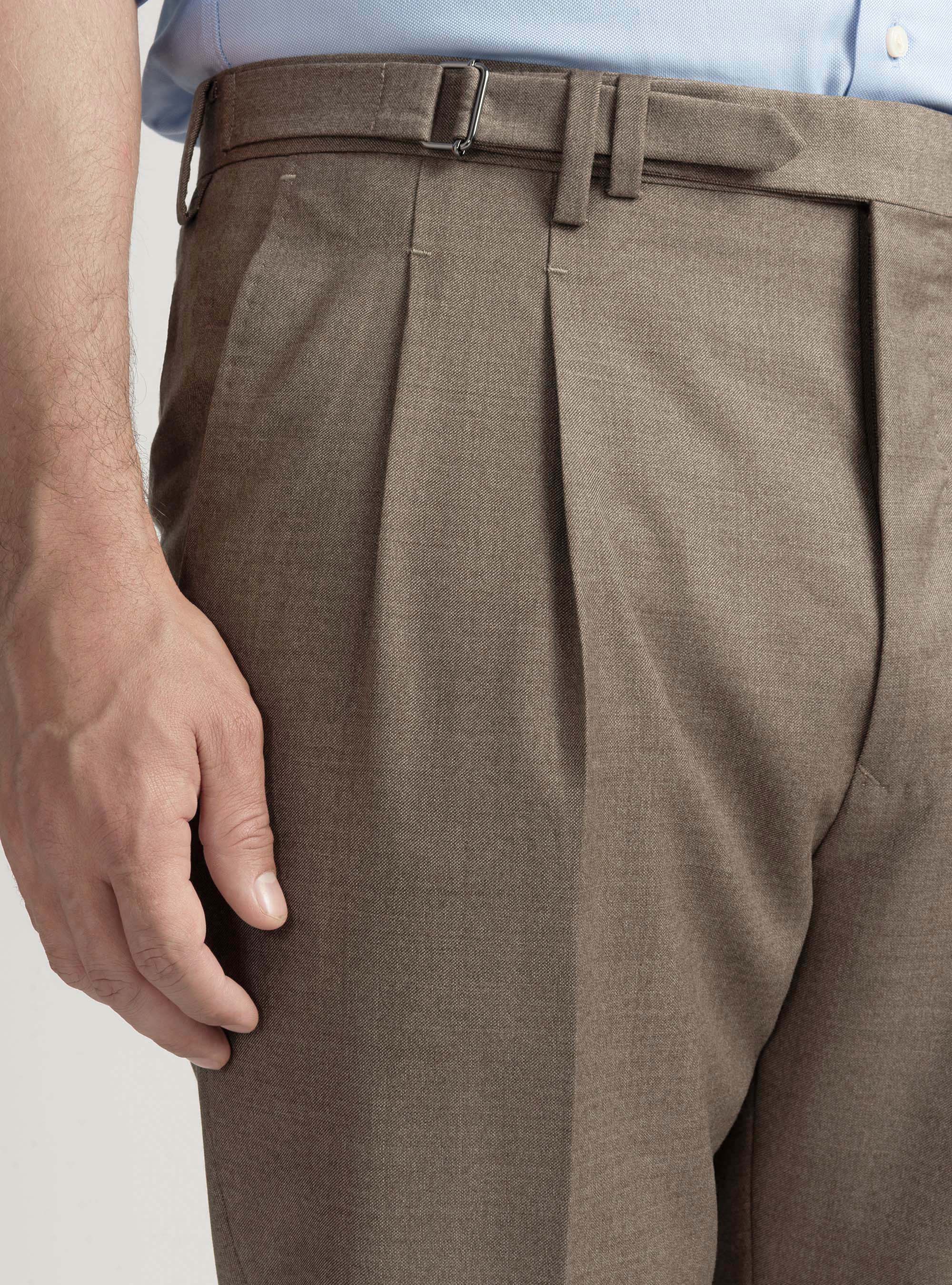 Vitale Barberis Canonico wool pleat trousers, SAND