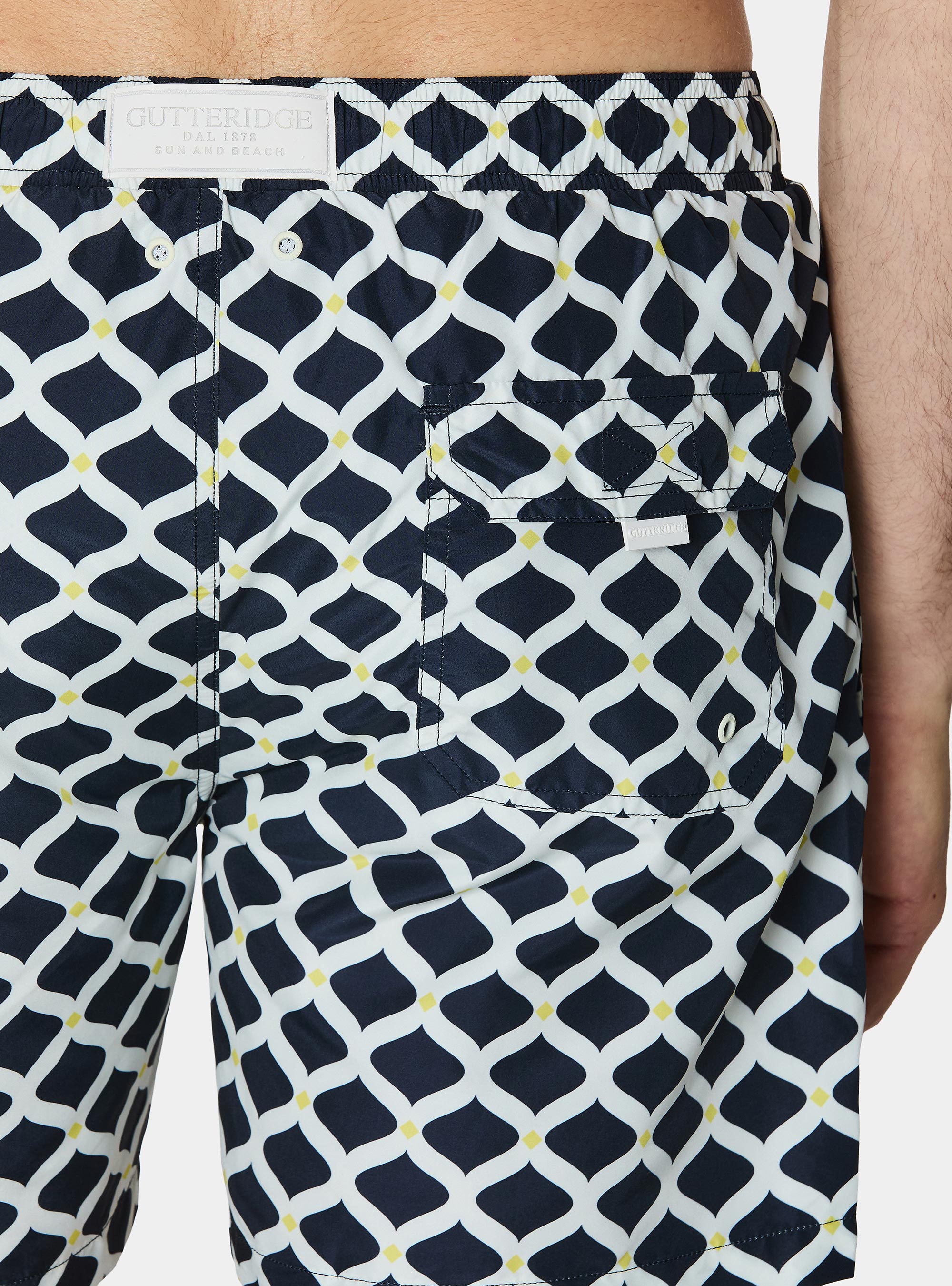 Badeanzug mit geometrischem Print, NAVY 0218C