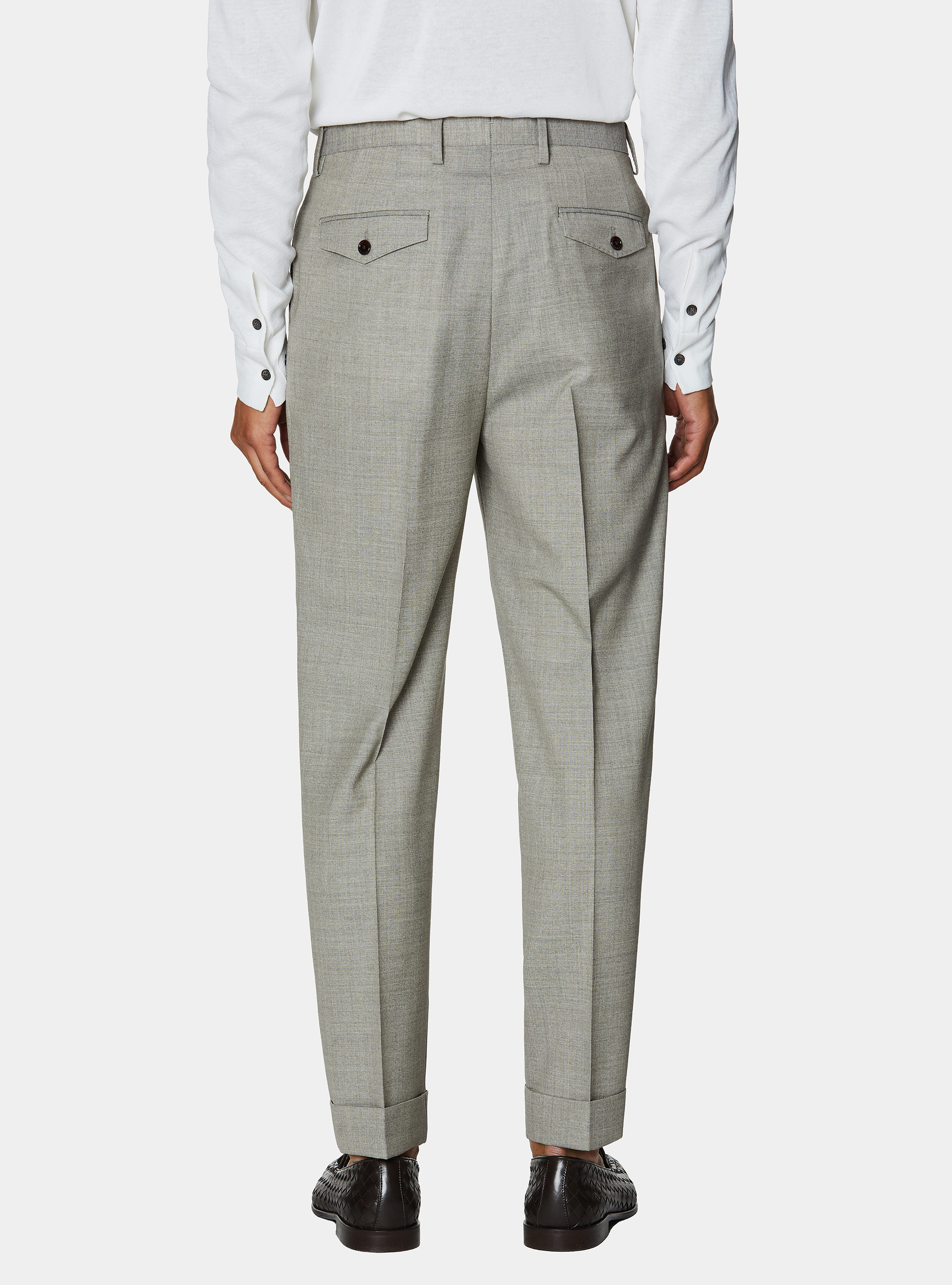 Vitale Barberis Canonico pure wool double pleat trousers, ECRU