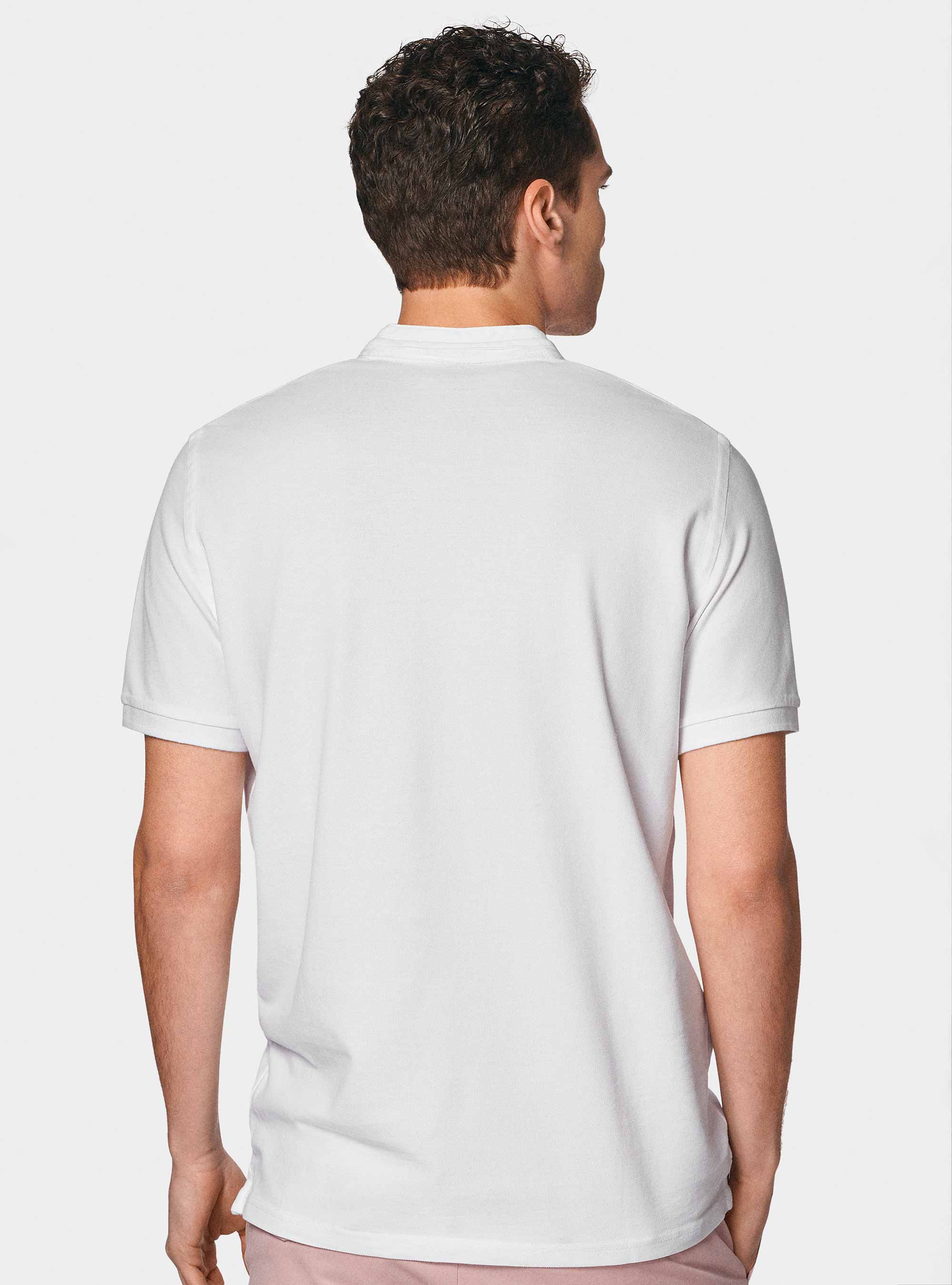 Polo coreana in piquet, BIANCO