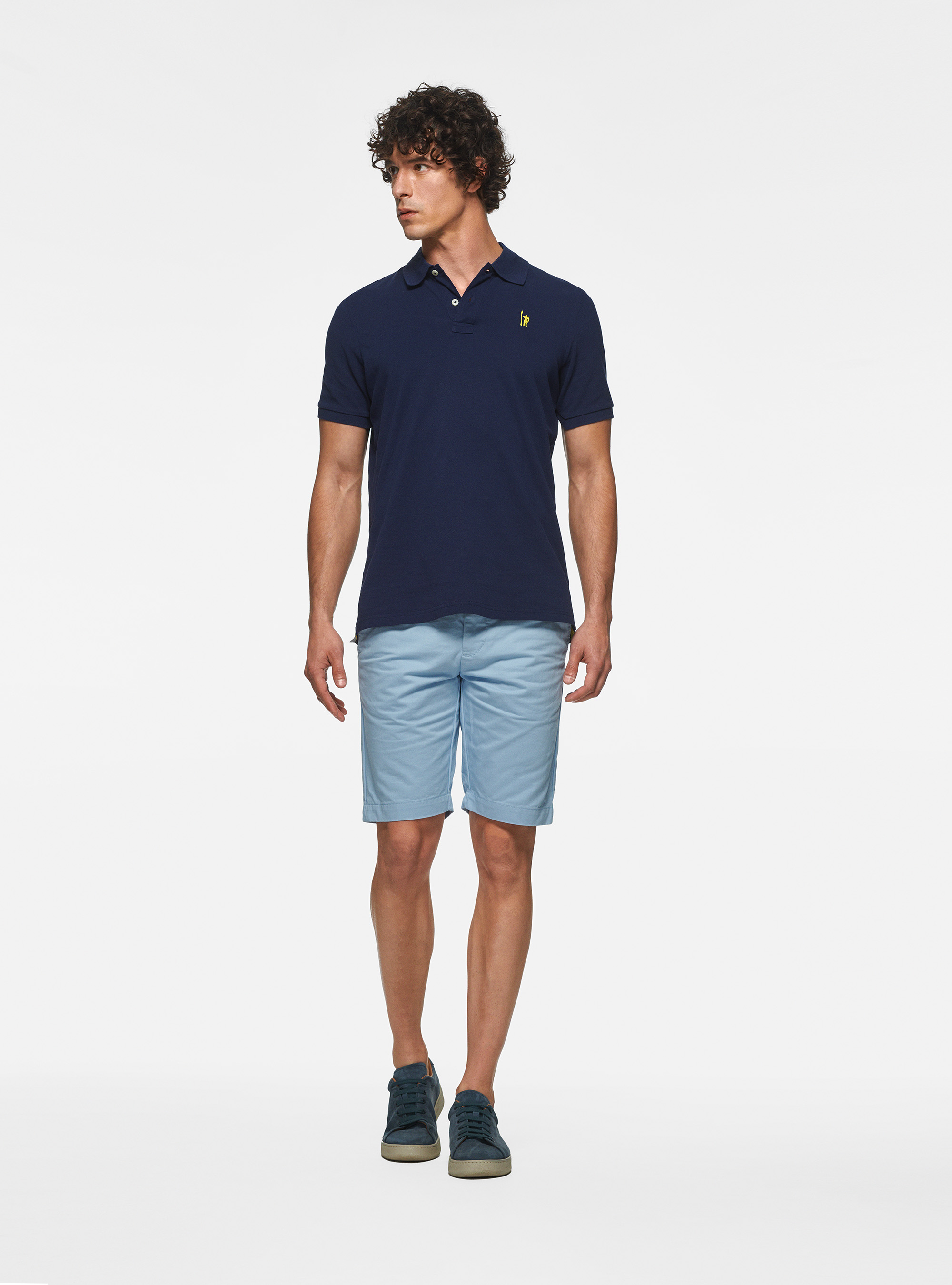 Polo en piqu&eacute; avec broderie, BLEU