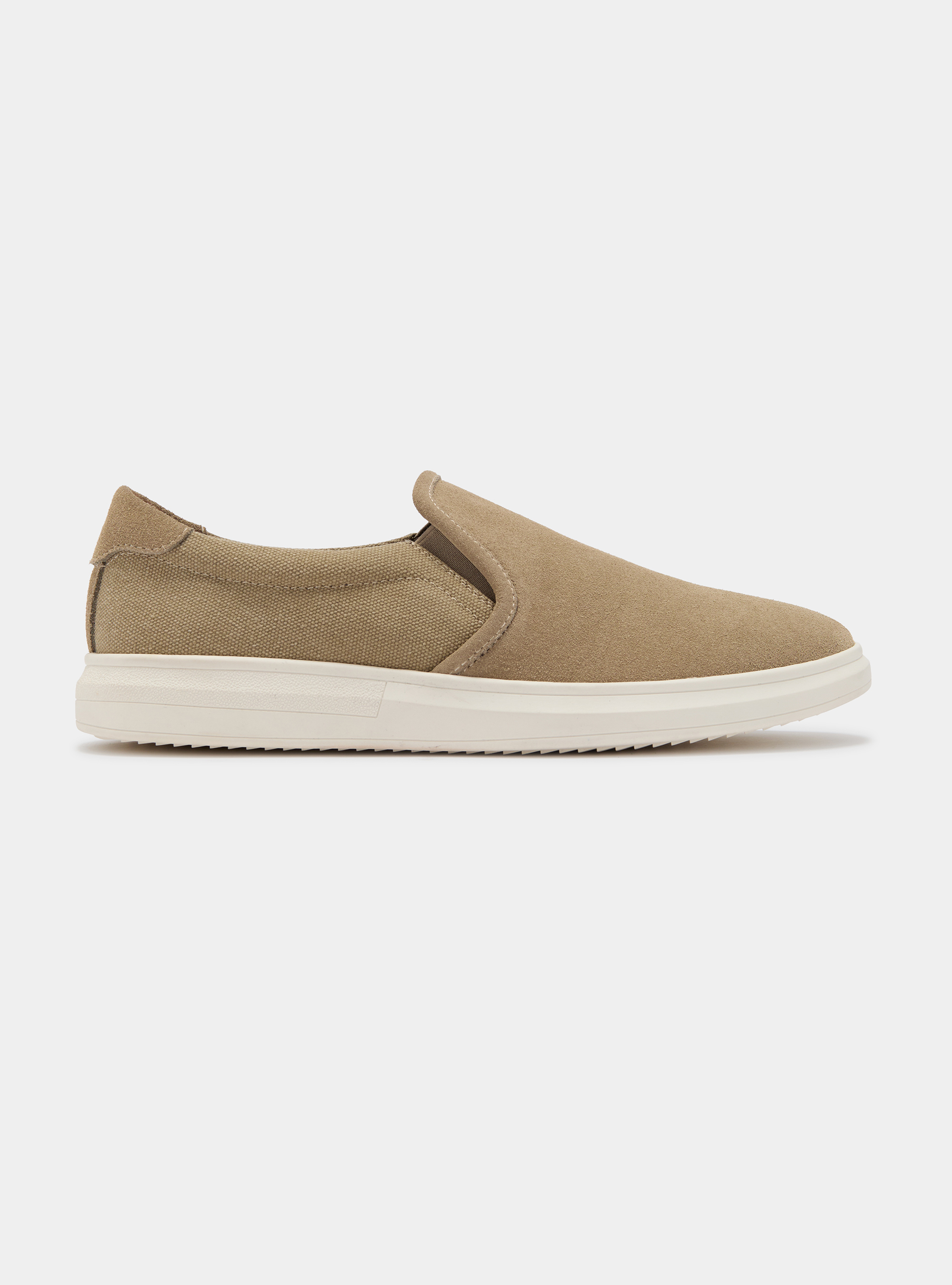 Suede and canvas slip-on, ECRU