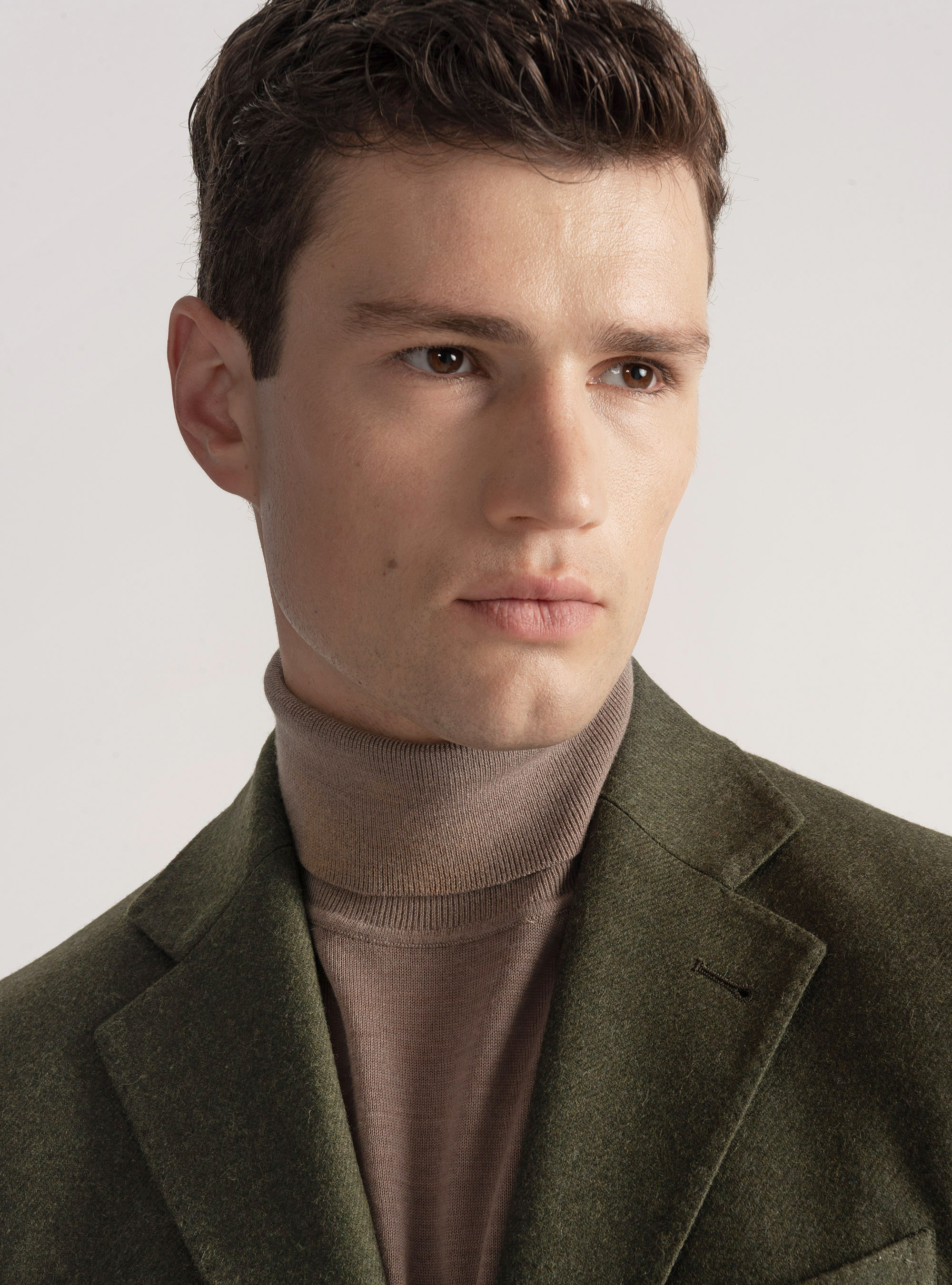 Wool-blend flannel blazer, GREEN