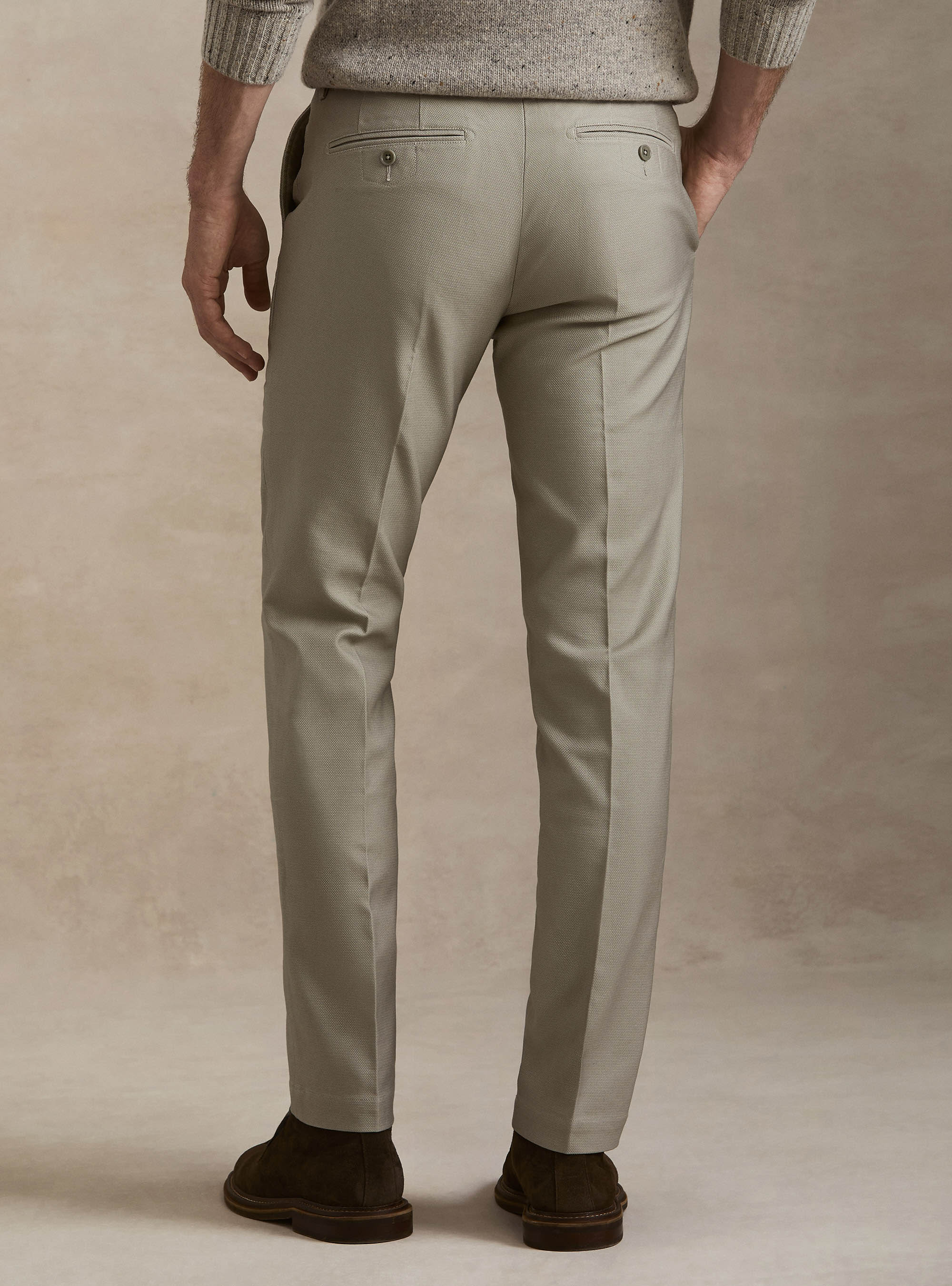 Pantalones chino de algod&oacute;n labrado, CRUDO
