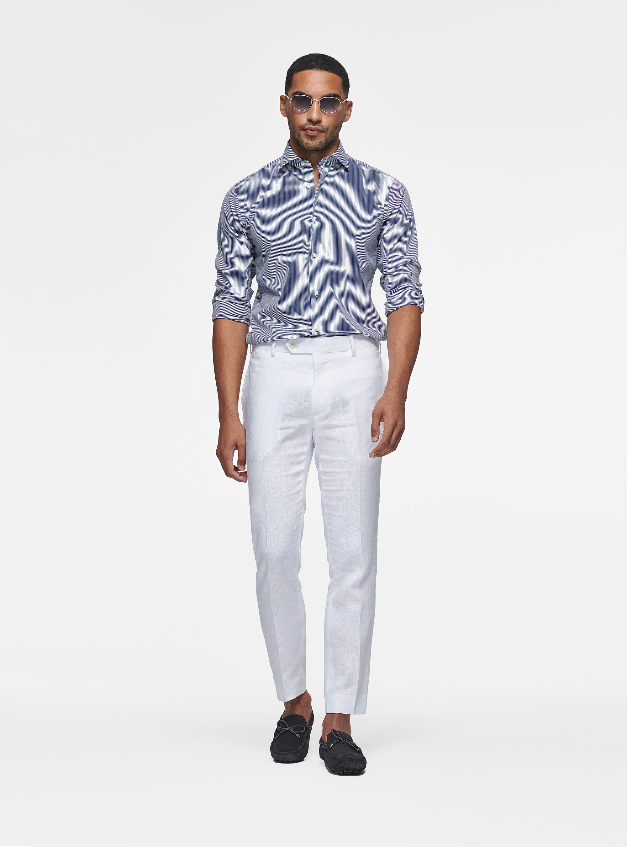 Pantaloni in puro lino, BIANCO