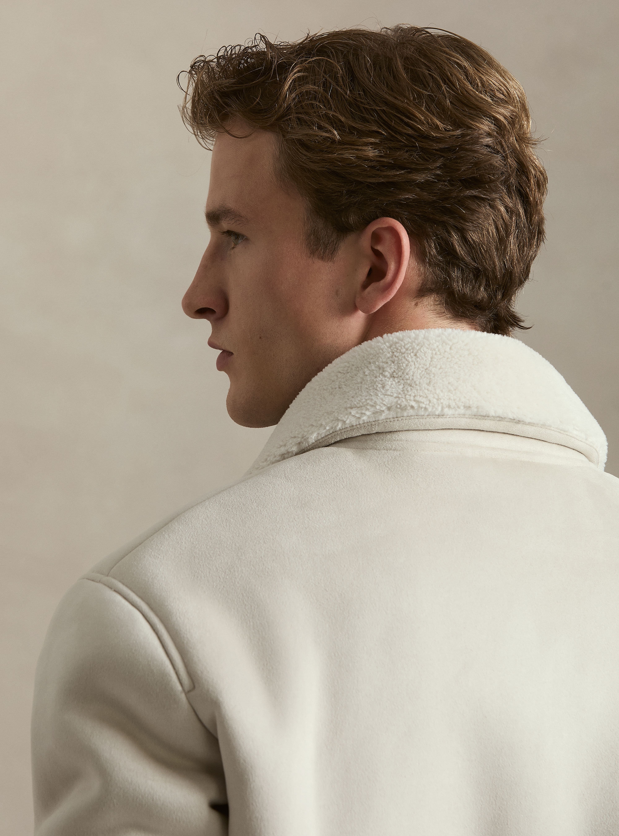 Suede-effect shearling, OFF-WHITE
