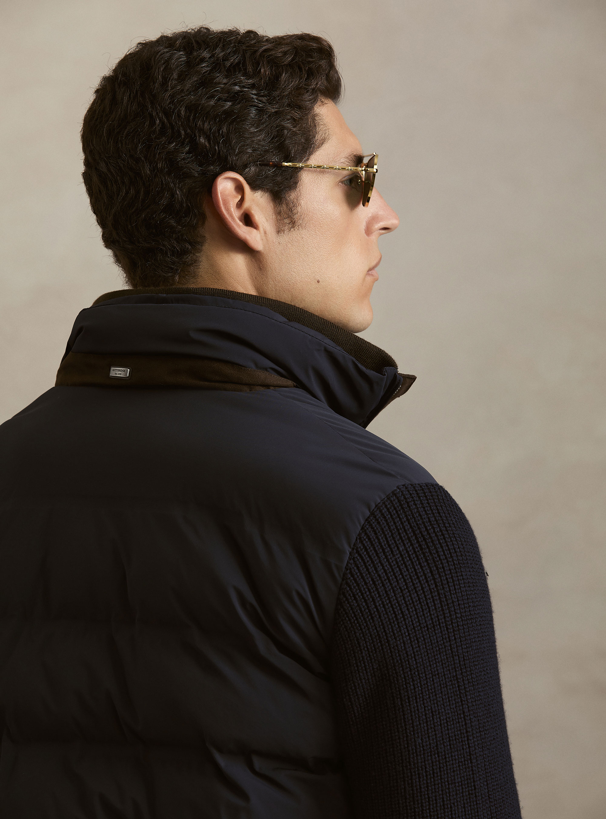 Bomber termosaldato con maniche in lana, BLU NAVY