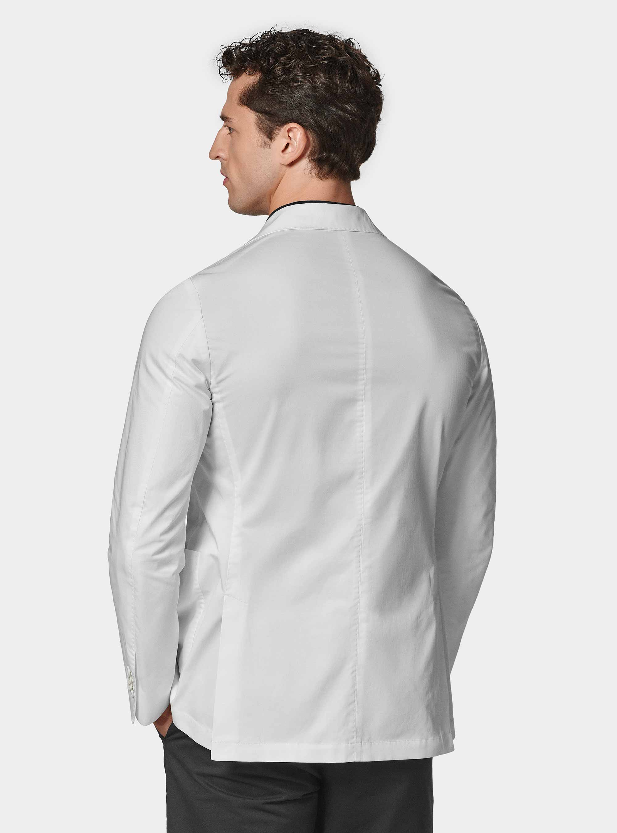 Americana de popelina de algod&oacute;n, BLANCO