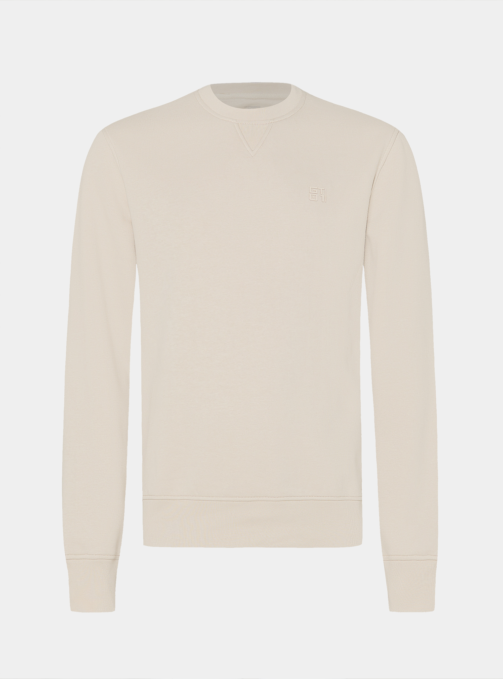 Crew neck sweatshirt with rubberised logo GT01, ECRU