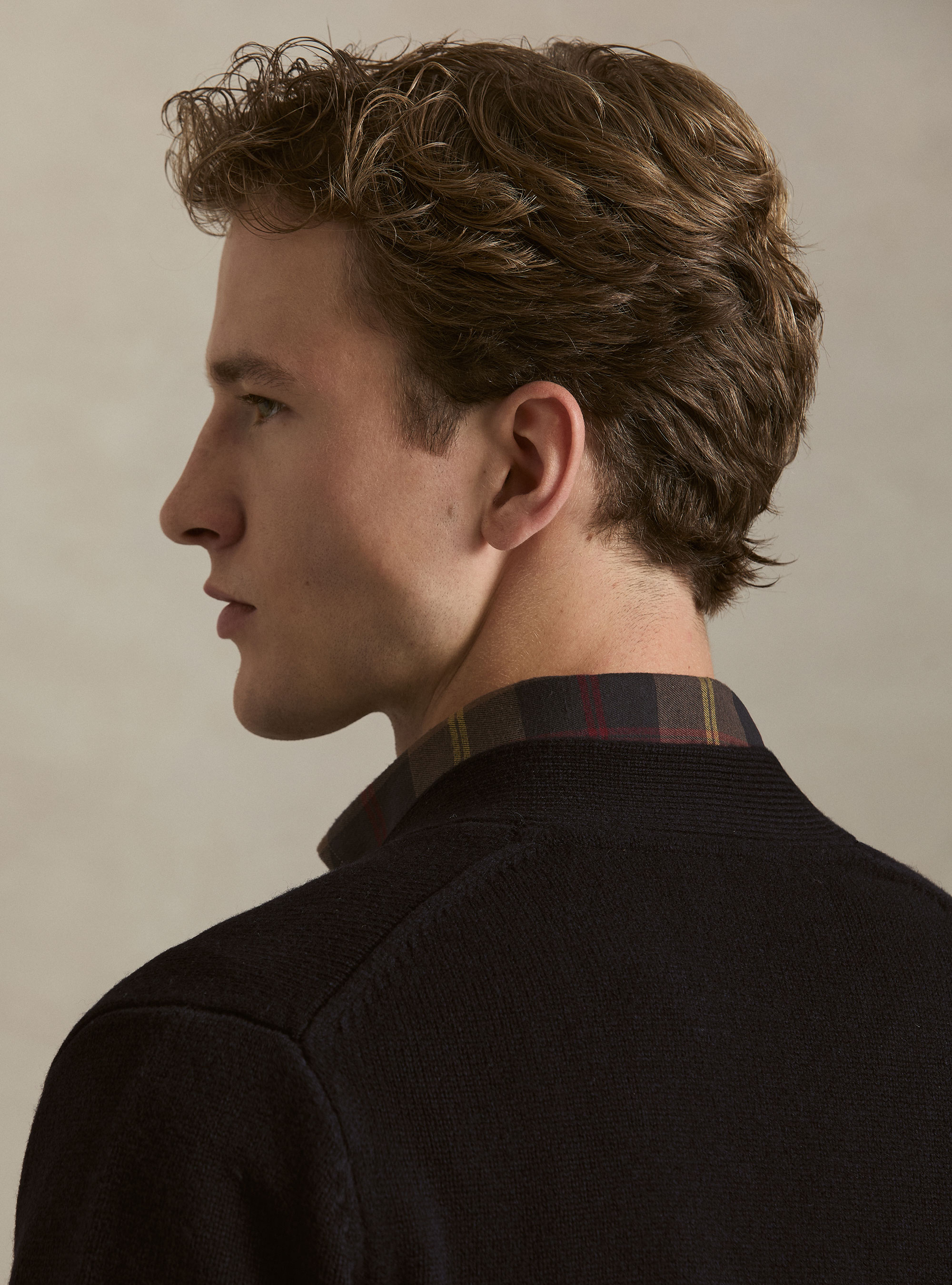 Button-up wool and cashmere cardigan, NAVY BLUE