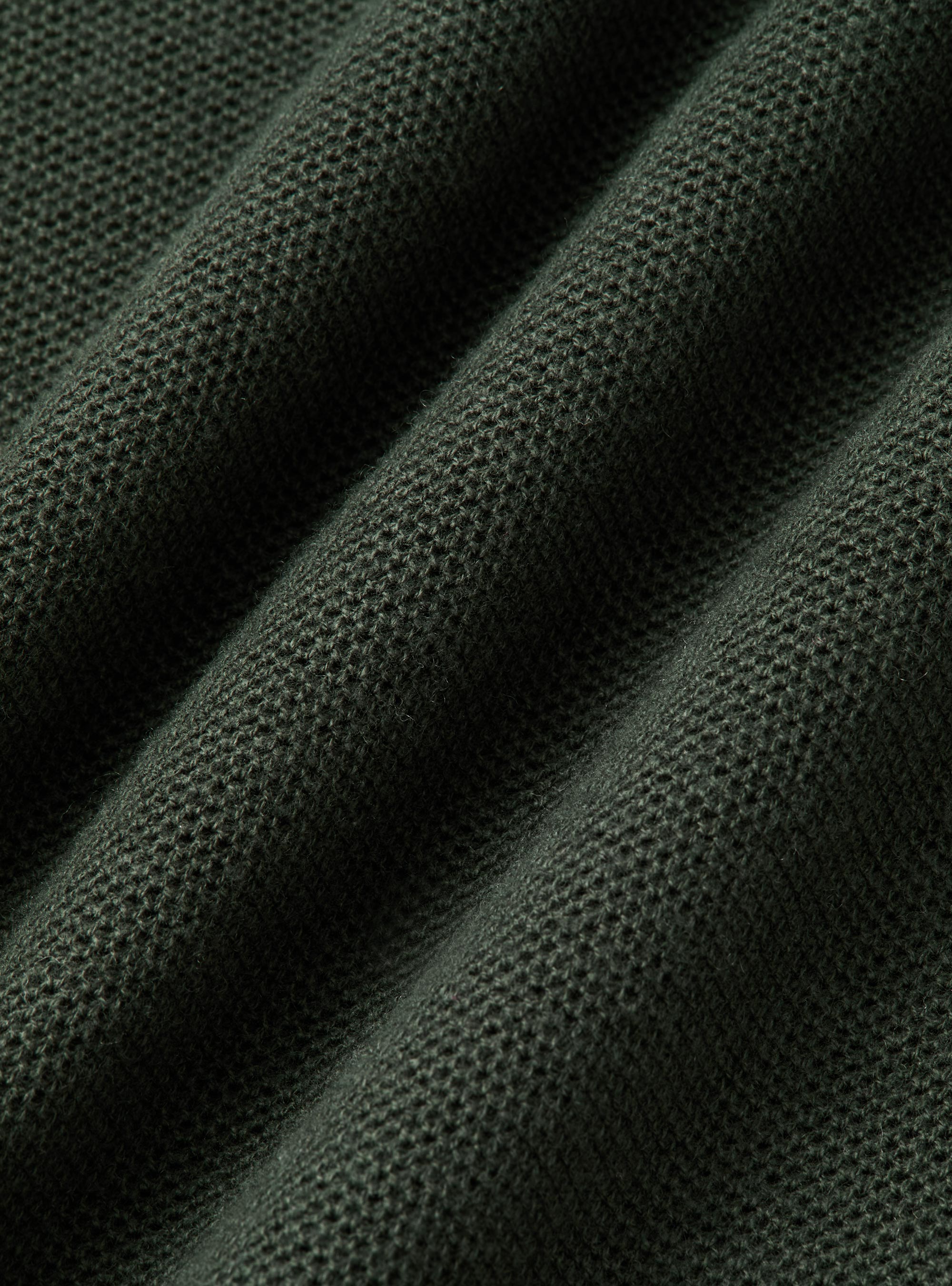 Pull col rond en coton et cachemire maille nid d'abeille, MILITARE 0609C