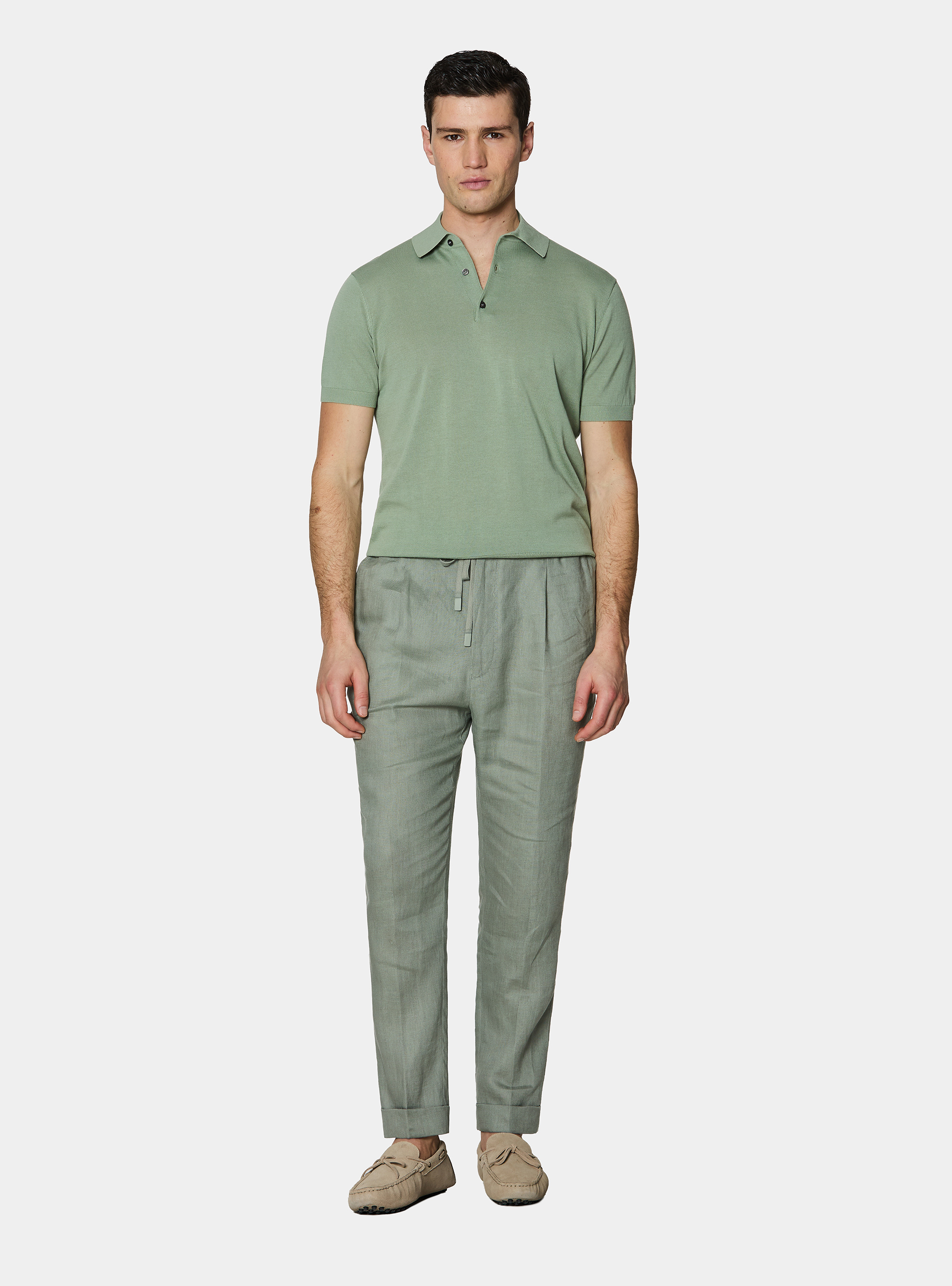 Extra-fine cotton knit polo shirt, SALVIA 0602C