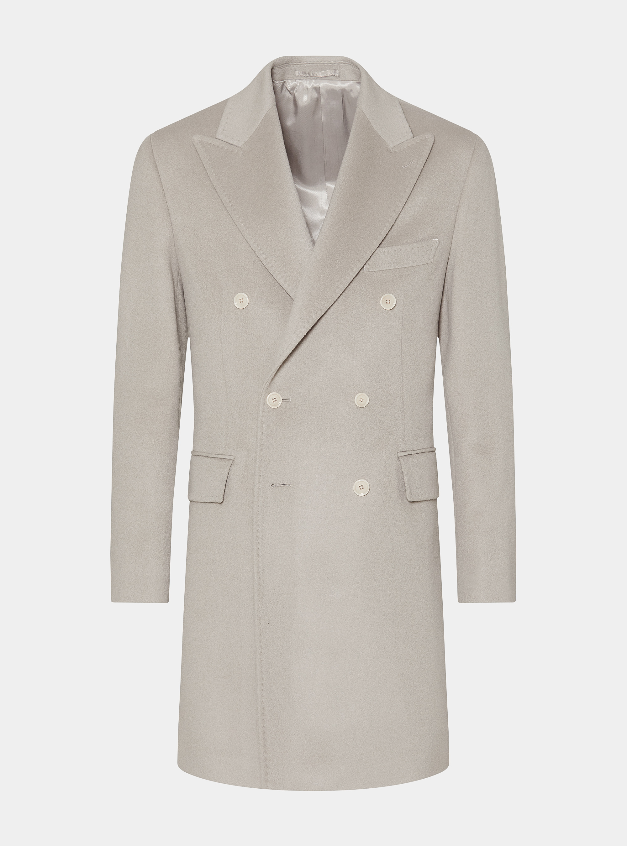 Double-breasted coat in 100% cashmere, ECRU 0536C