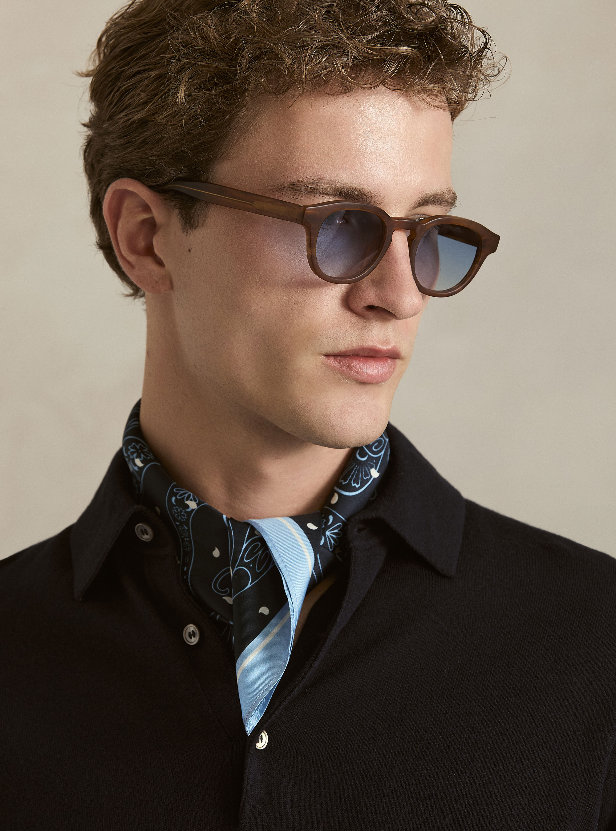 Polo in maglia di cotone e cashmere, BLU NAVY