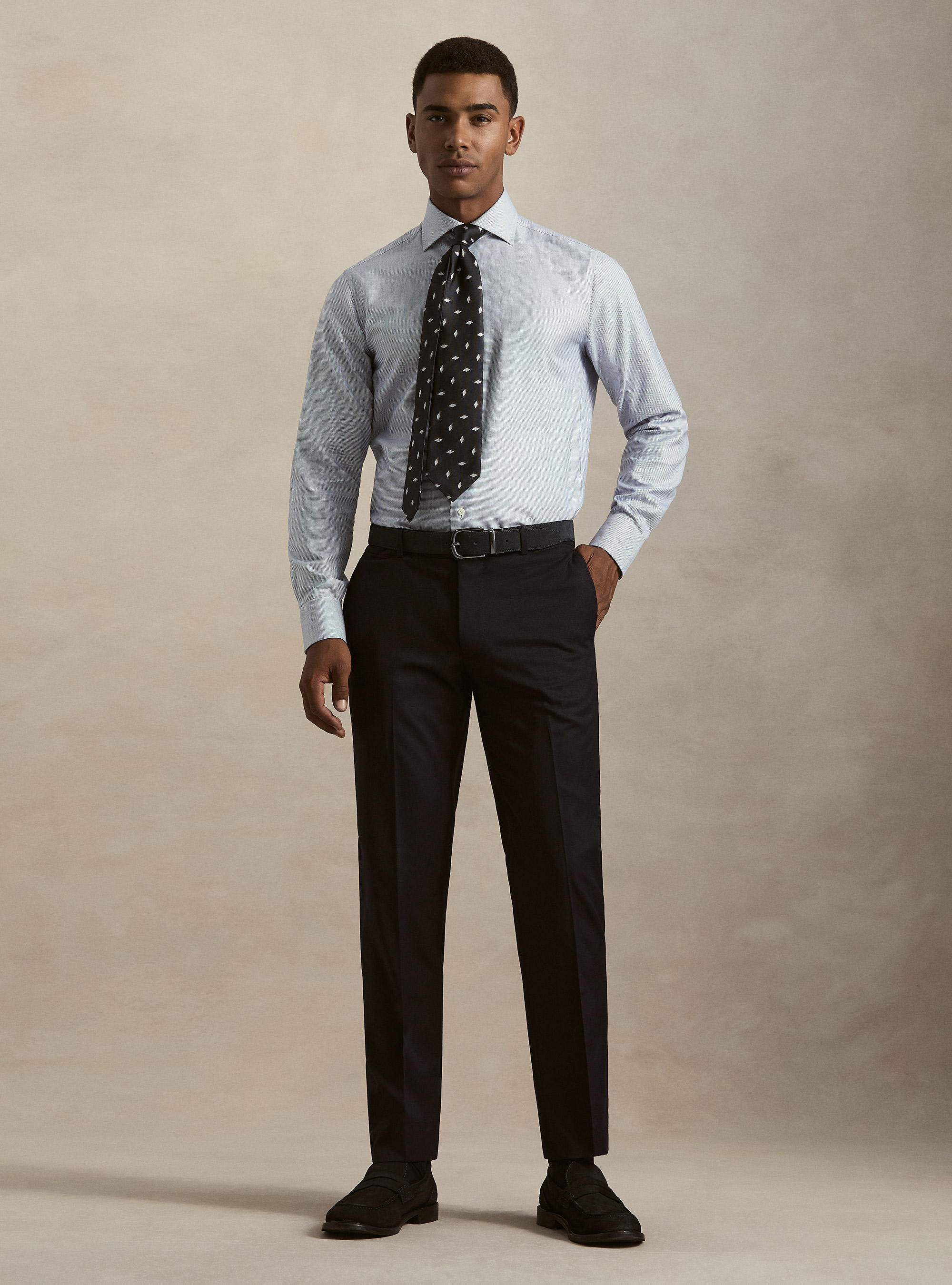 Flannel suit trousers, NAVY BLUE
