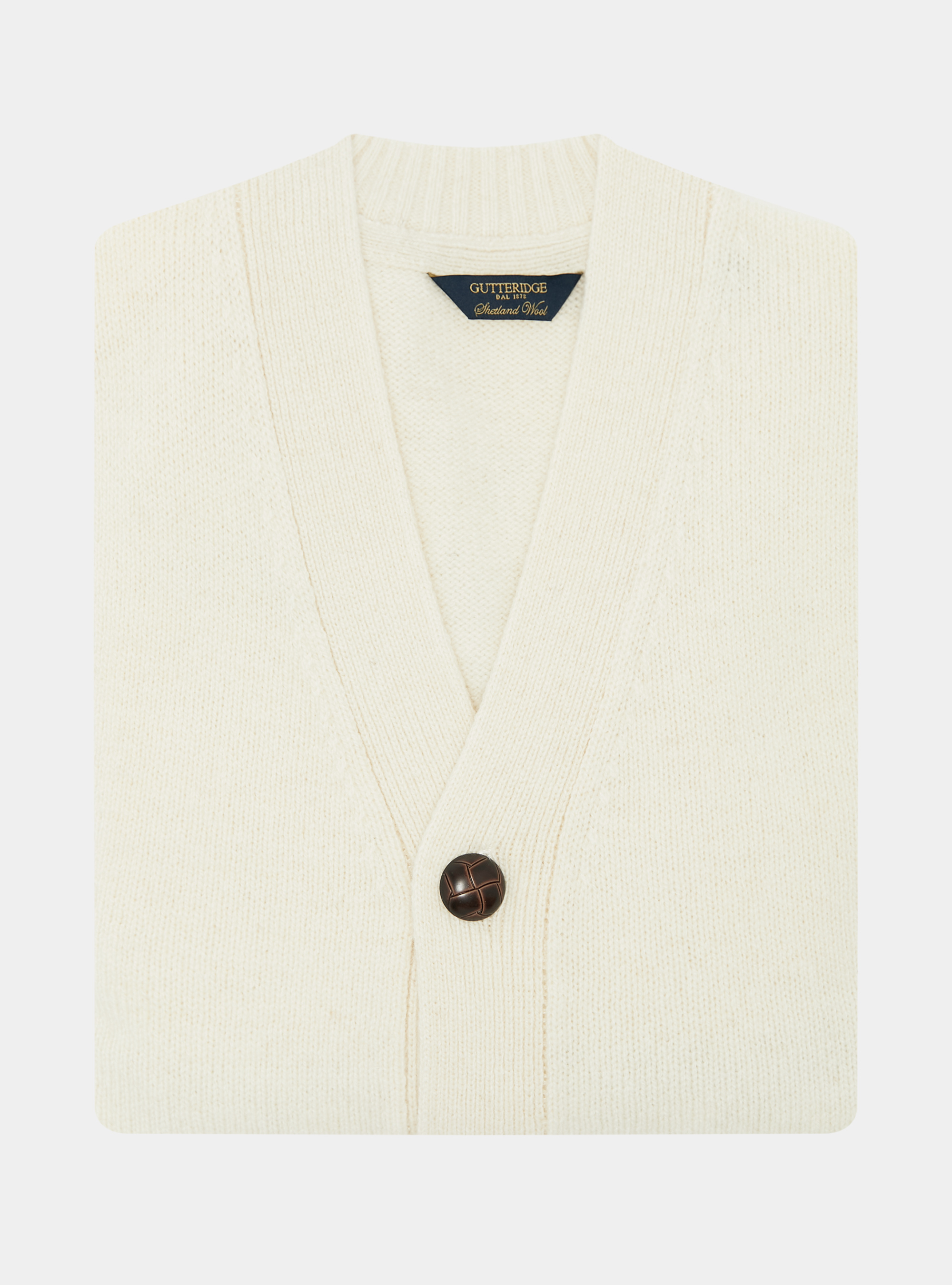 Shetland wool knit cardigan, WHITE