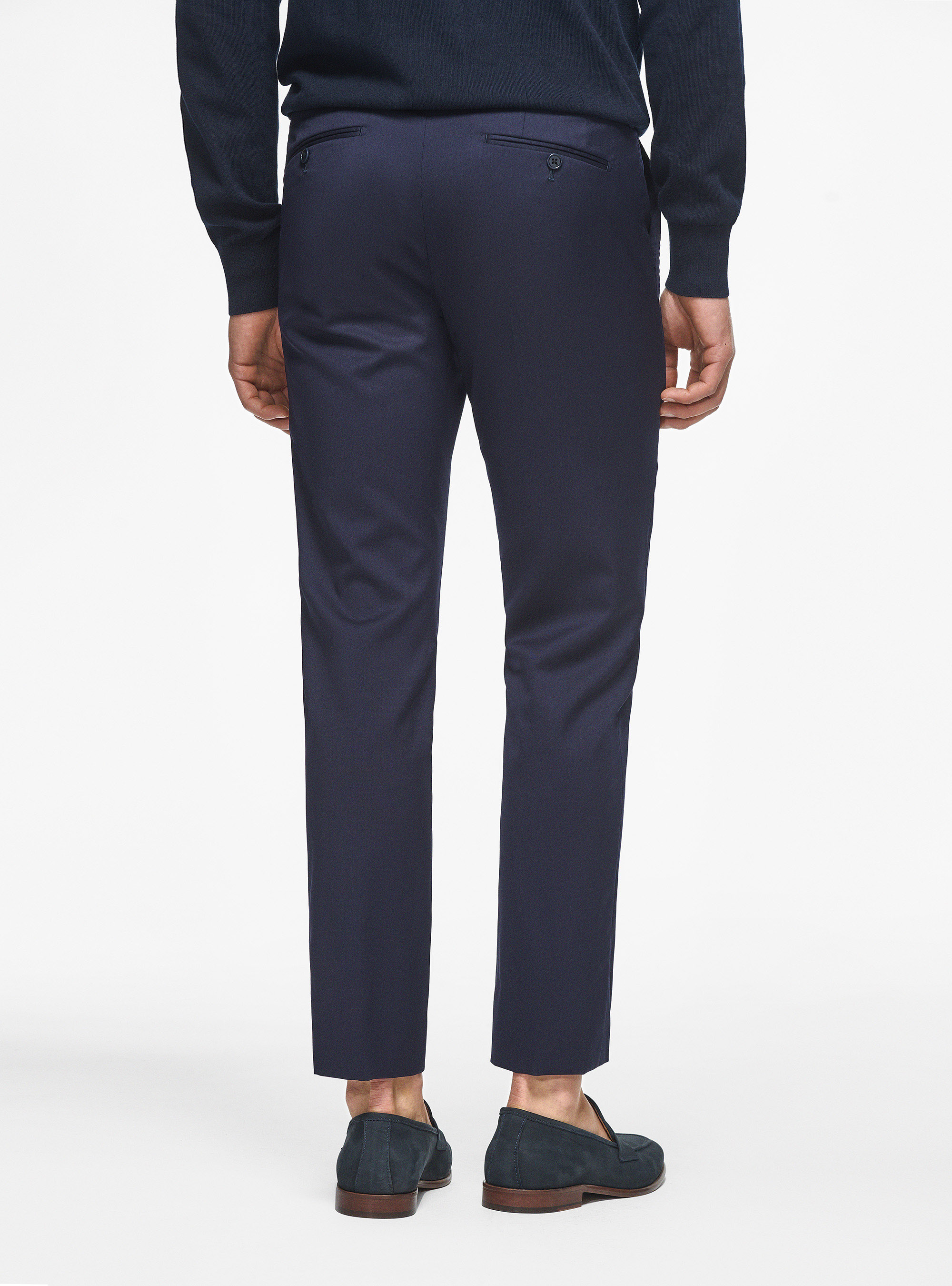 Trousers in pure 110's superfine wool, NAVY BLUE