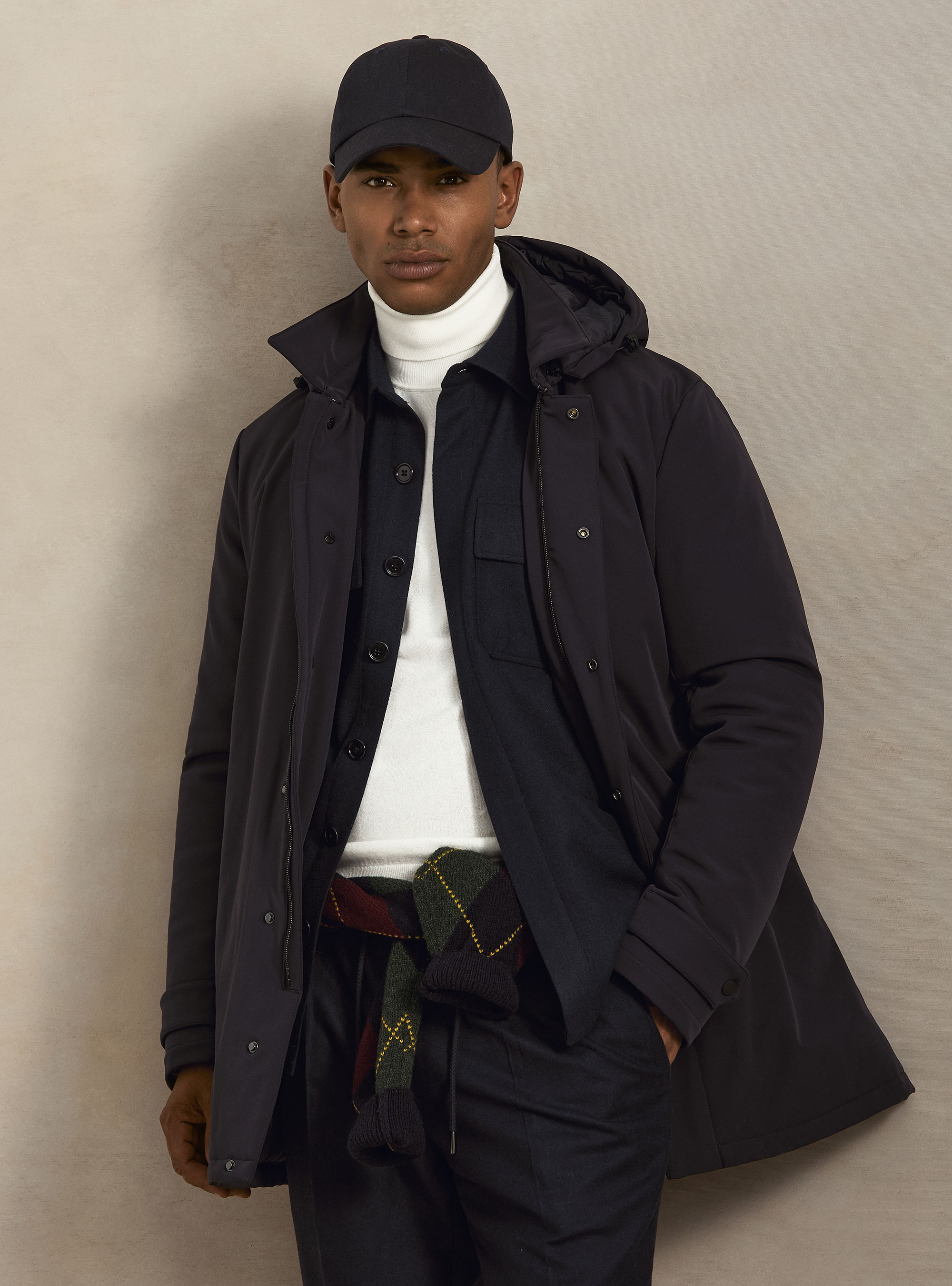 Parka tecnico con cappuccio, BLU NAVY