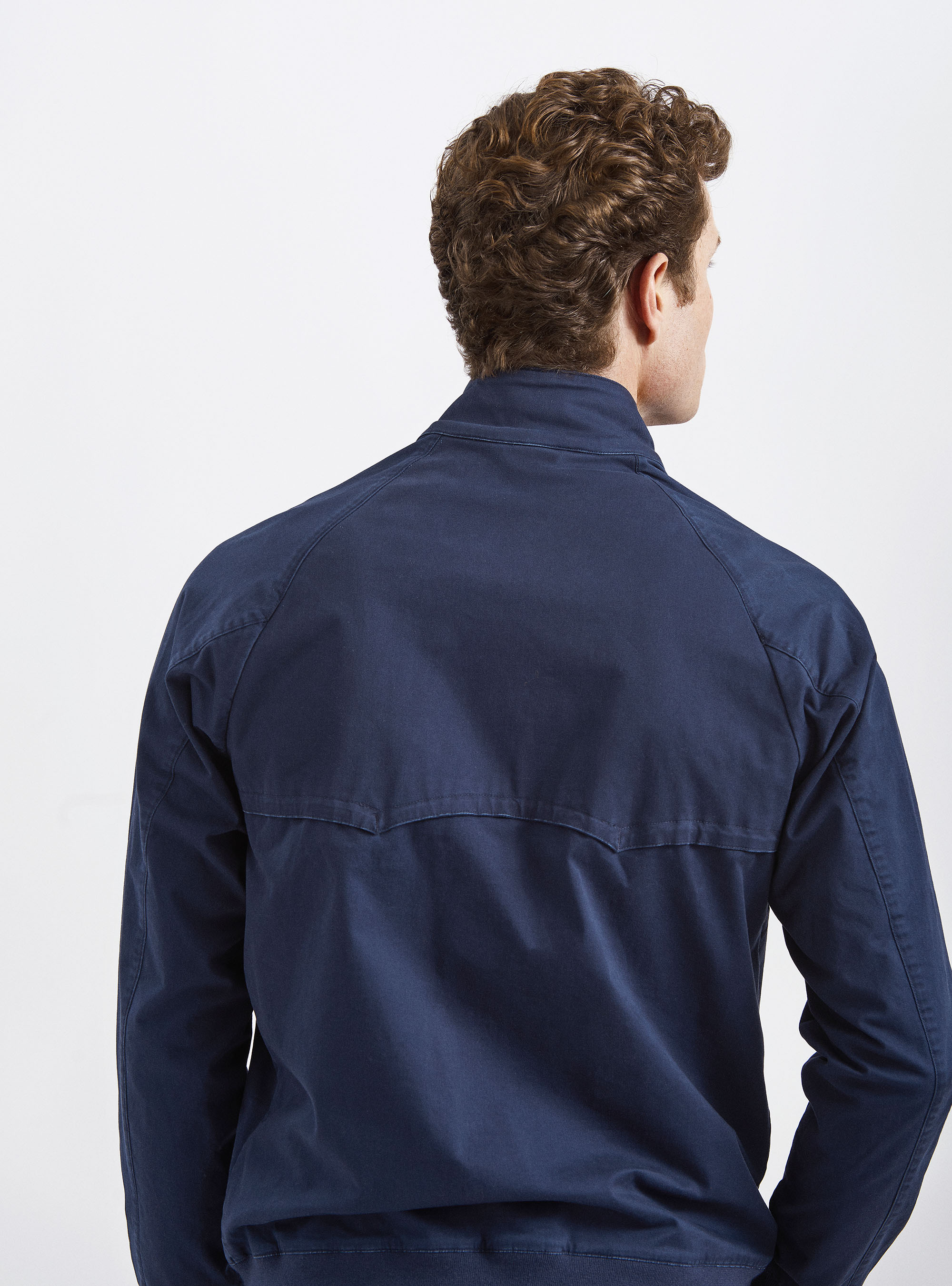 Bomber jacket en coton crois&eacute; extensible, BLEU MARINE