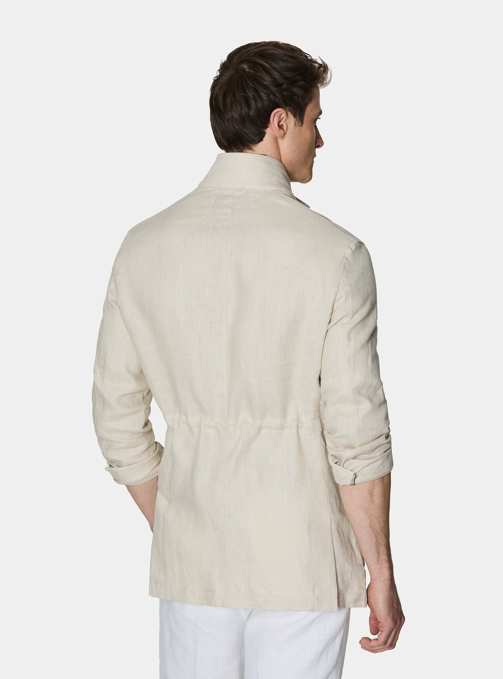 Field jacket in pure linen, ECRU